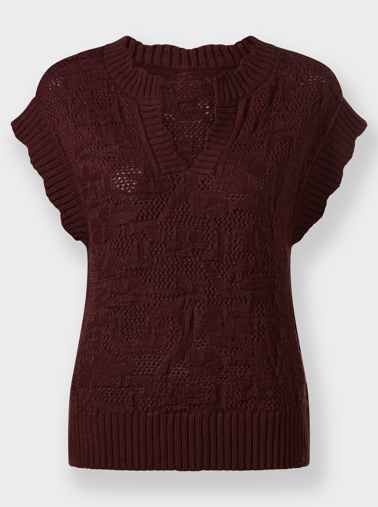 Pullunder im Mix aus Struktur- und Ajourmuster - burgund