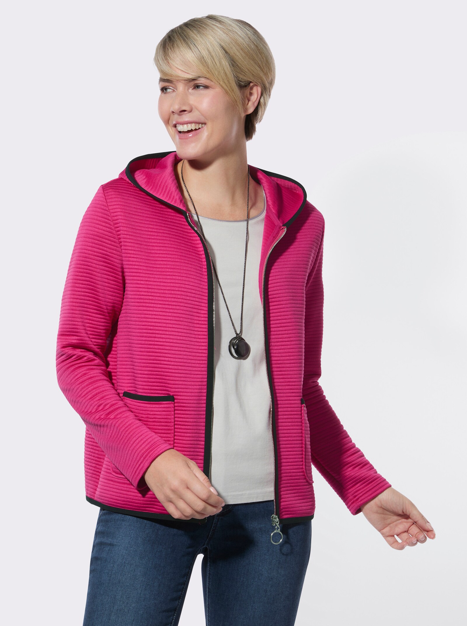 Shirtblazer mit Kapuze - fuchsia