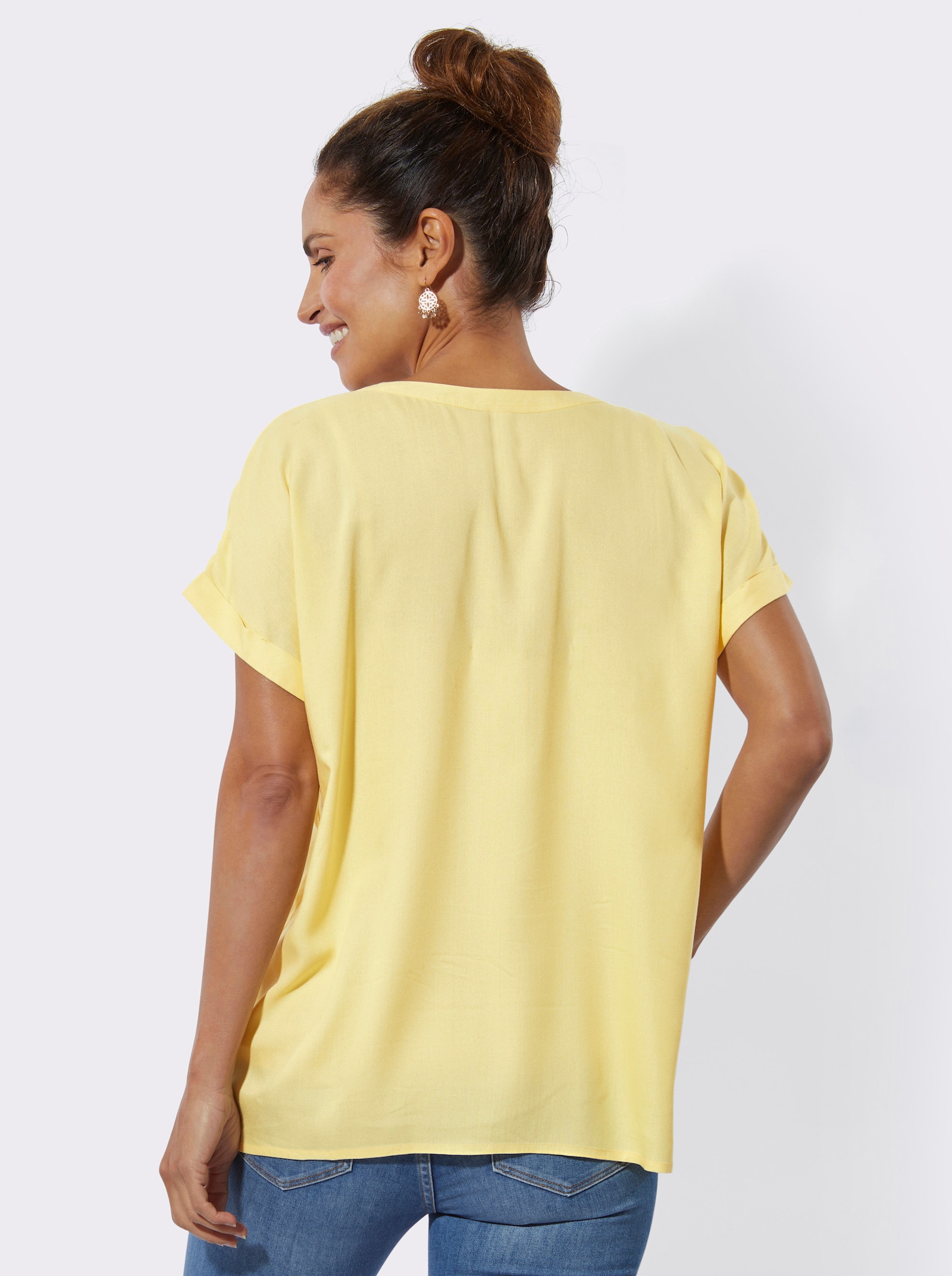 Schlupfbluse aus reiner Viskose - zitrone