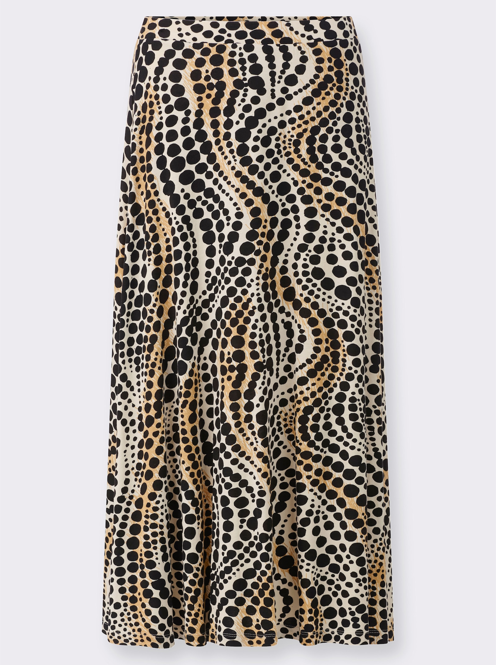 Jerseyrock im Punkte-Dessin - elfenbein-schwarz-bedruckt