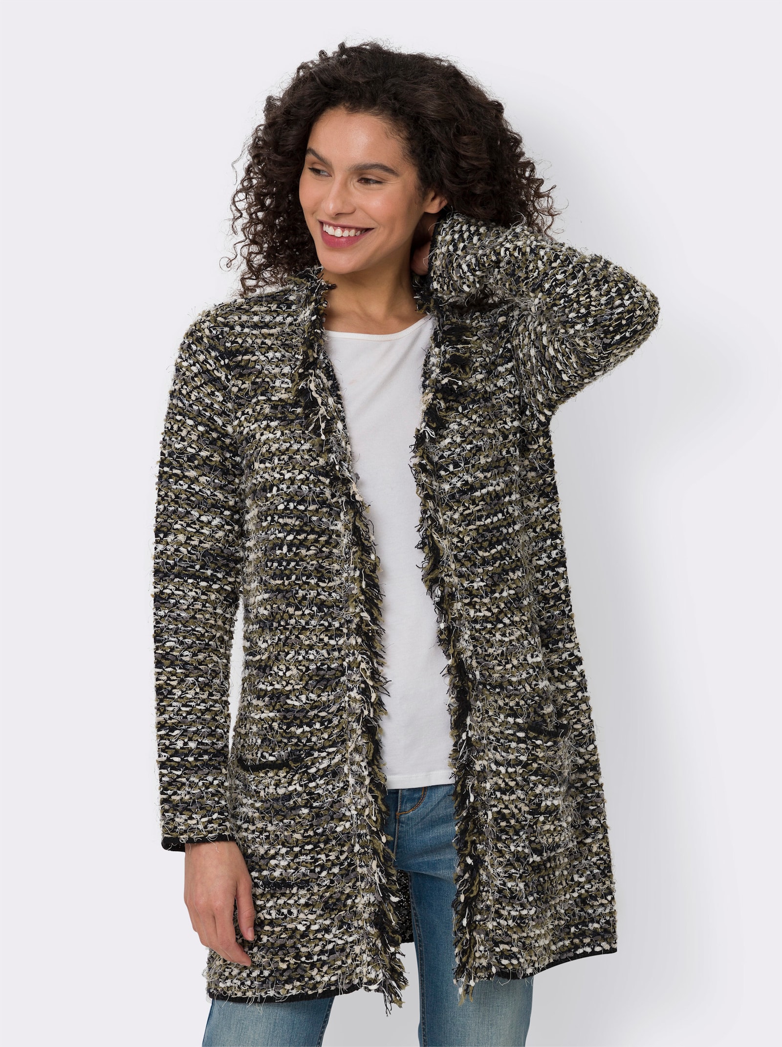 heine Vest met franjes - zwart/kaki