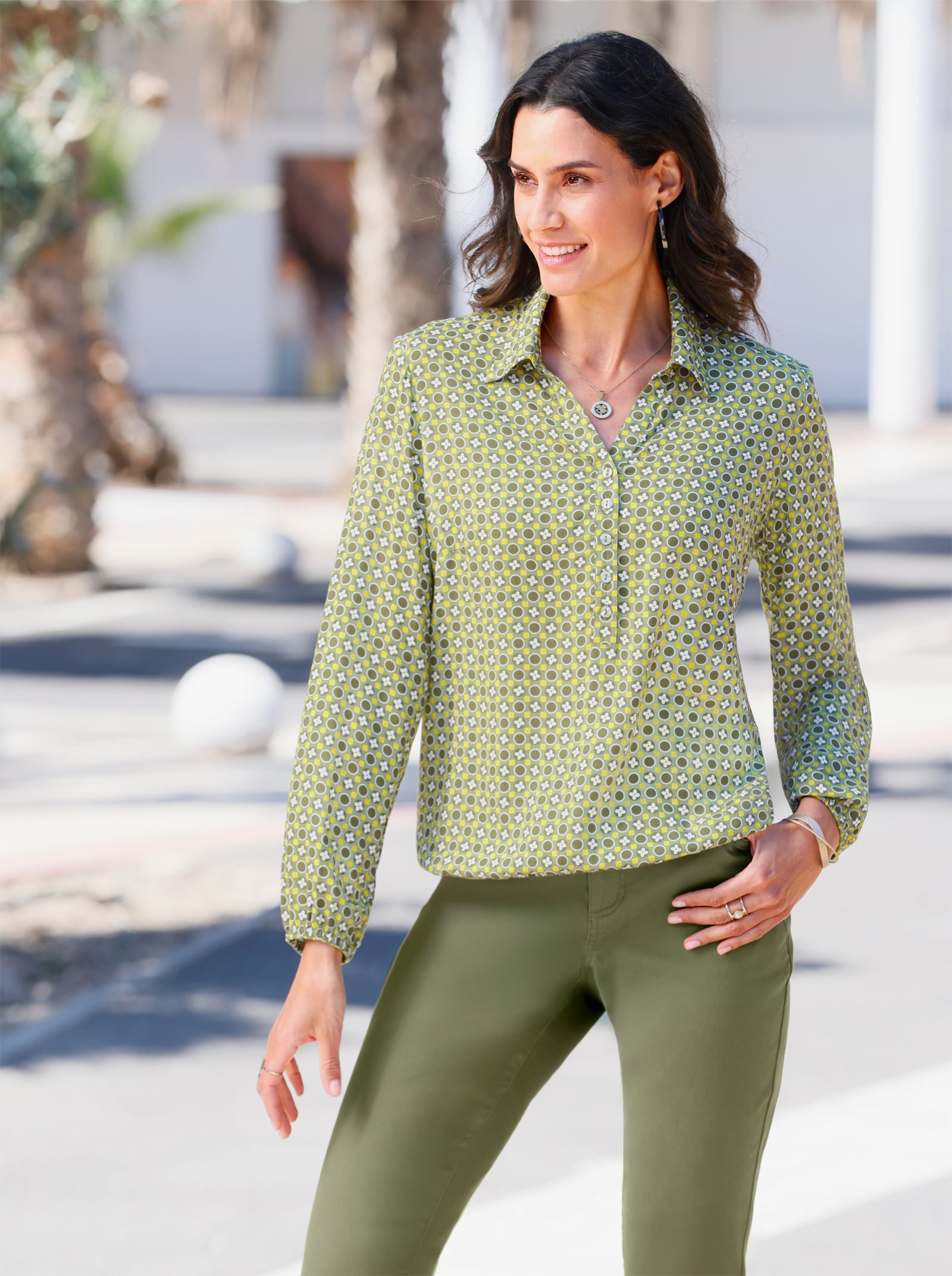 Blúzka s potl. z mat. ECOVERO - Ecru zafarbeniu krému dosky s plošnými spojmi