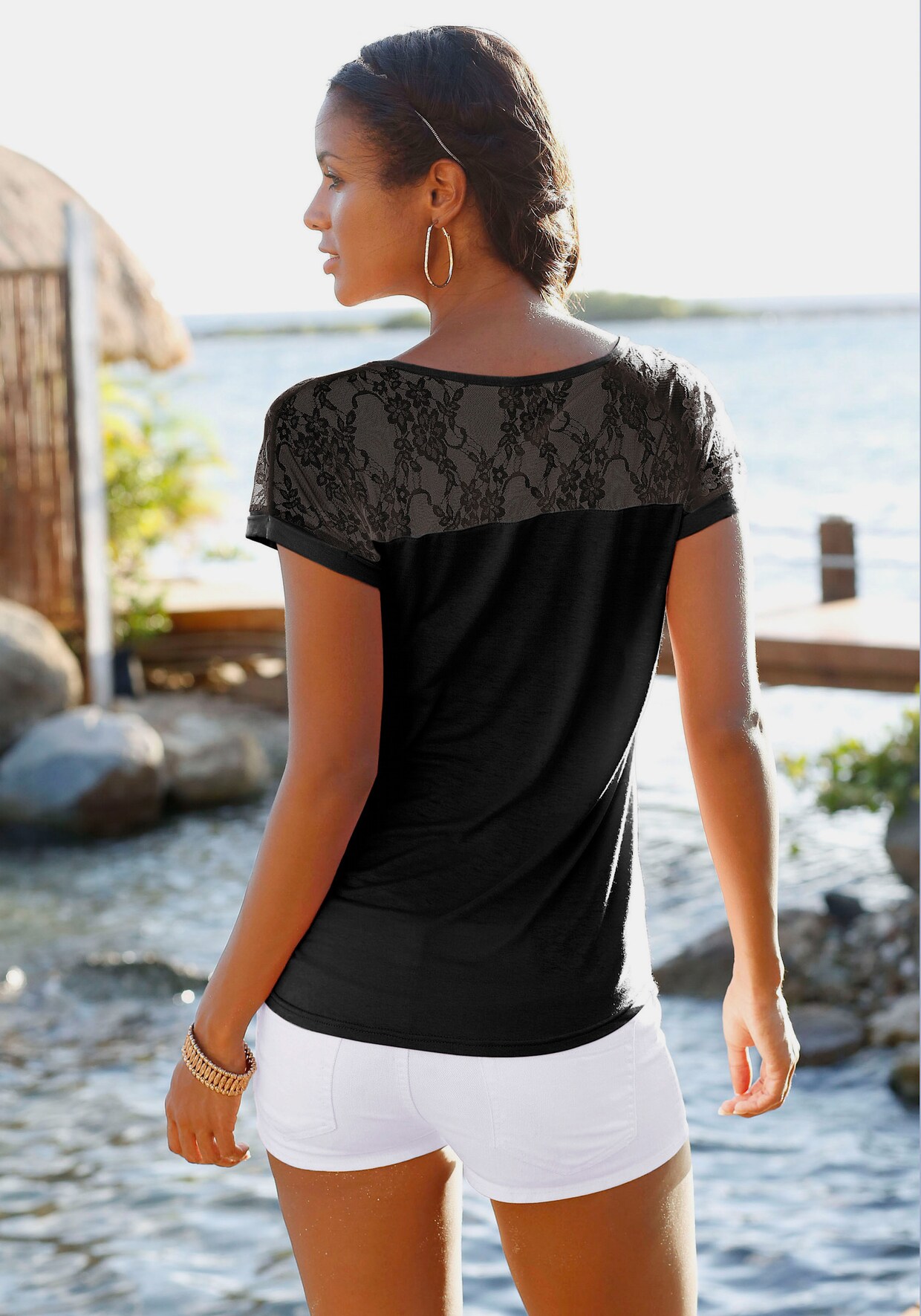 LASCANA Strandshirt - schwarz