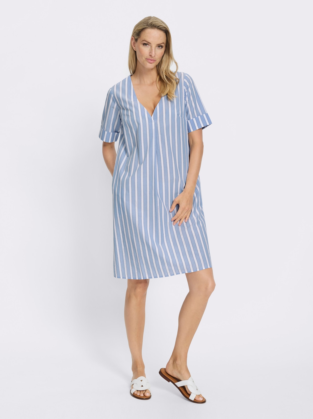 heine Druckkleid - eisblau-jeansblau-gestreift