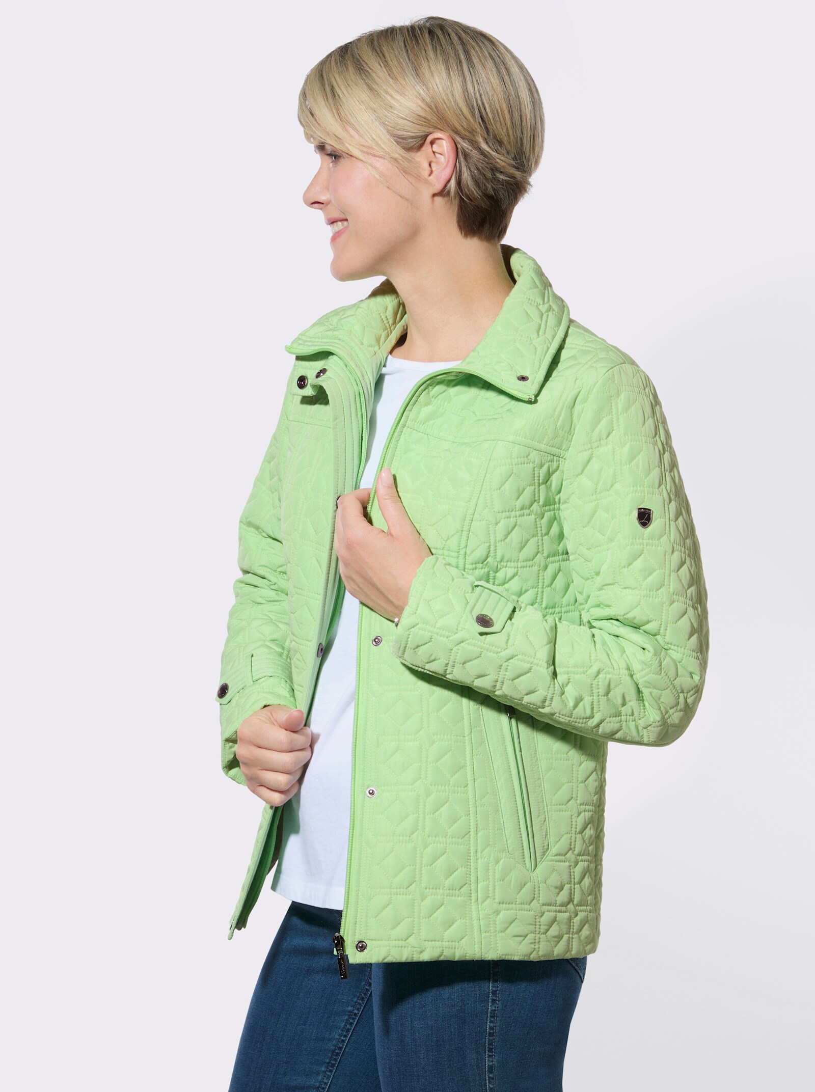 Steppjacke mit Zierriegeln - reseda