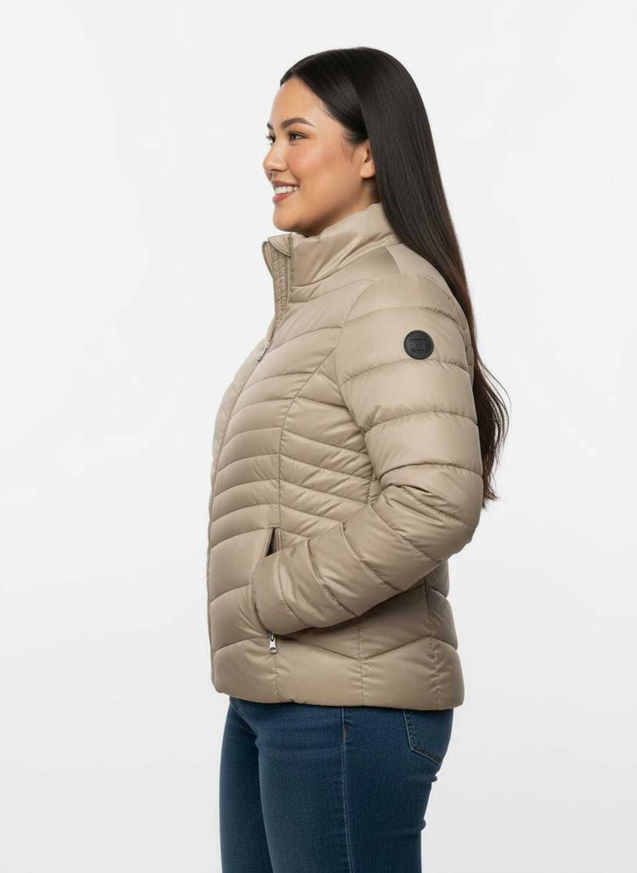 Steppjacke mit abzippbaren Ärmeln - beige