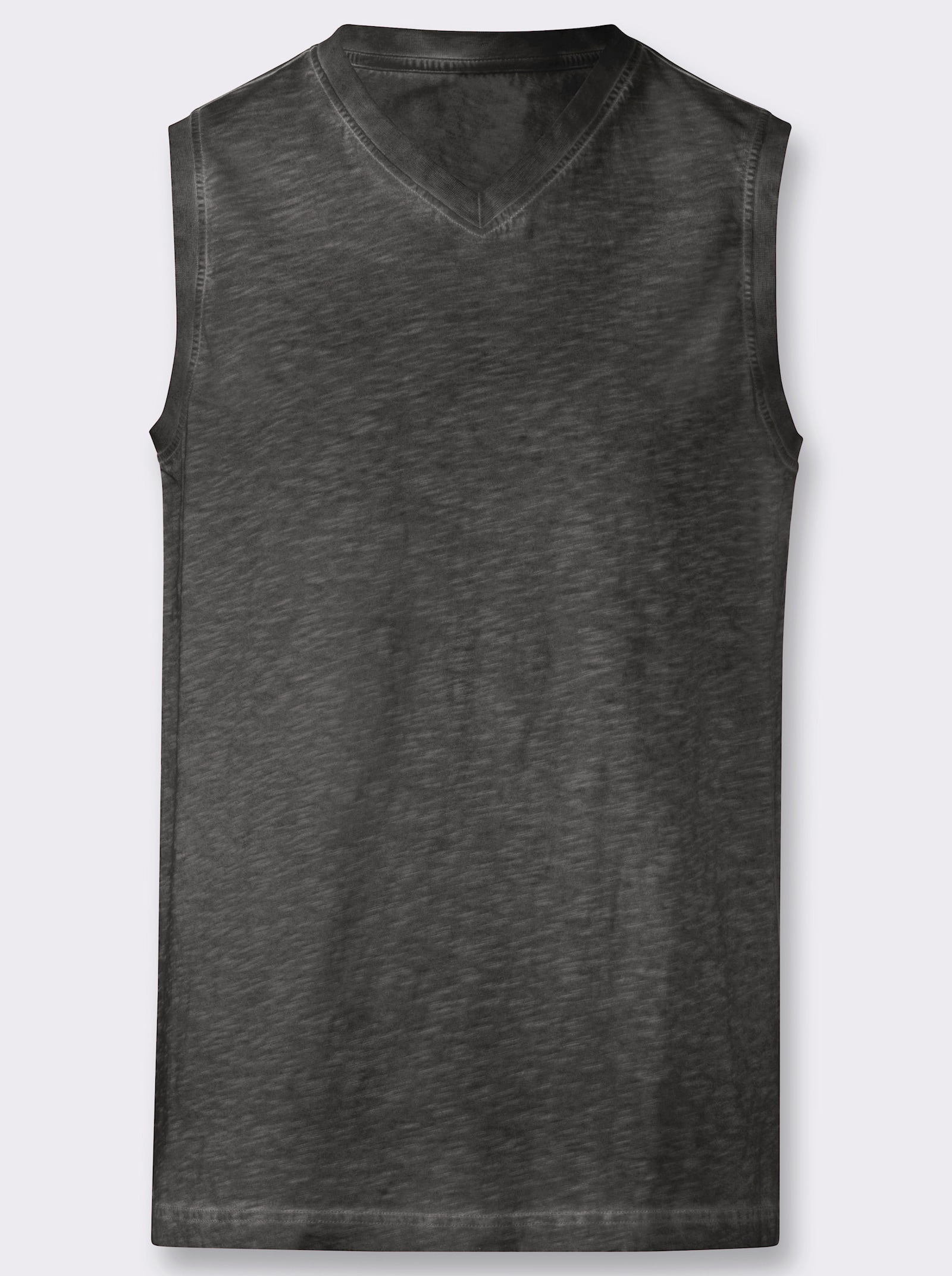 V-Shirt ärmellos, aus Baumwolle - graphit