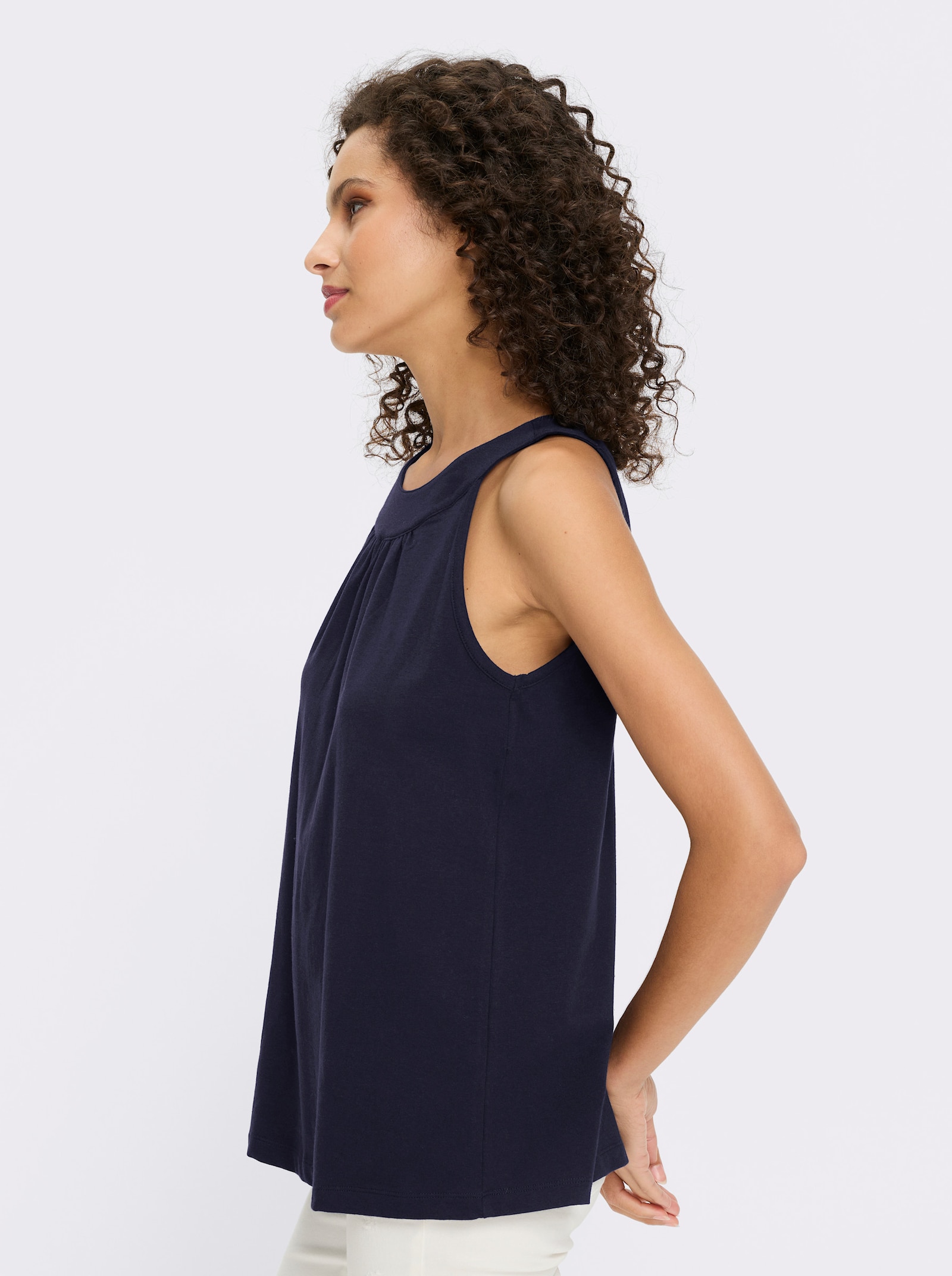 heine Shirttop mit Raffung am Ausschnitt - marine