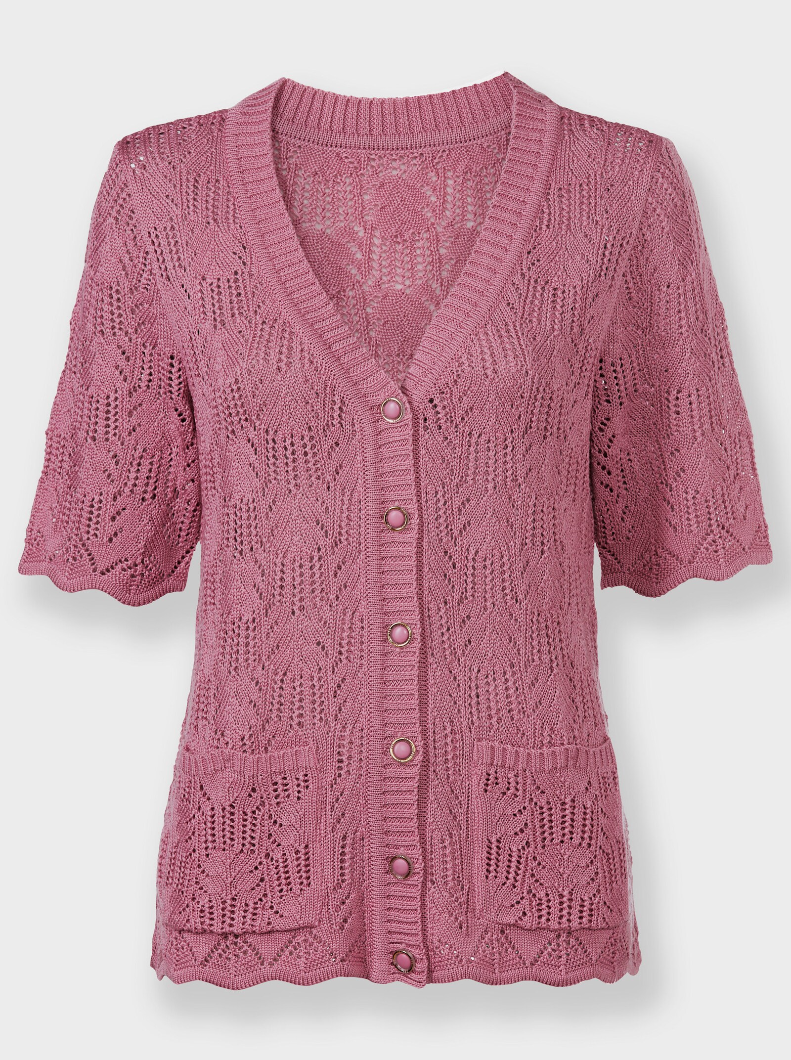 Strickweste im Ajour-Muster - altrosa