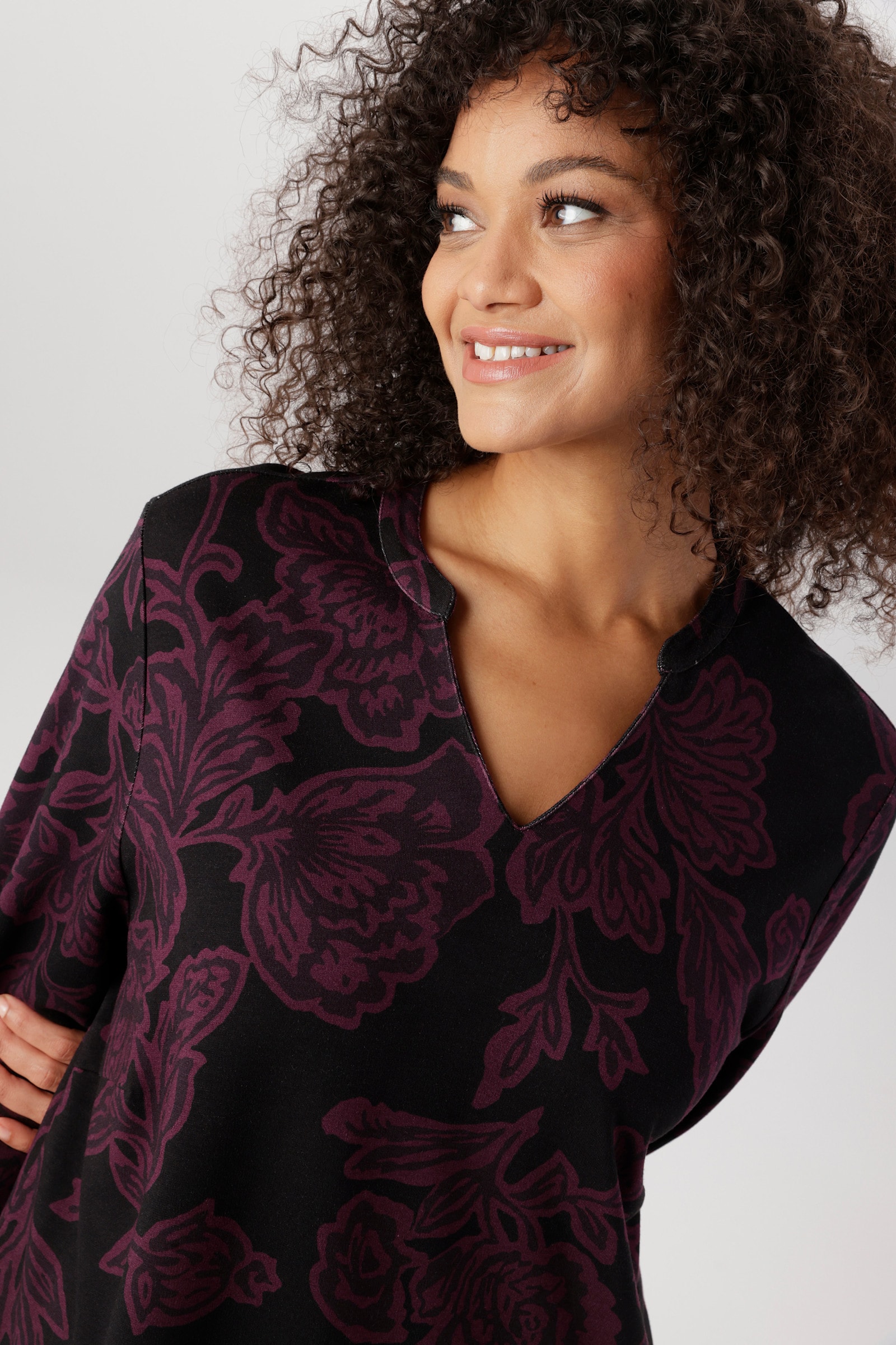 Aniston PLUS Jerseykleid - schwarz-bordeaux