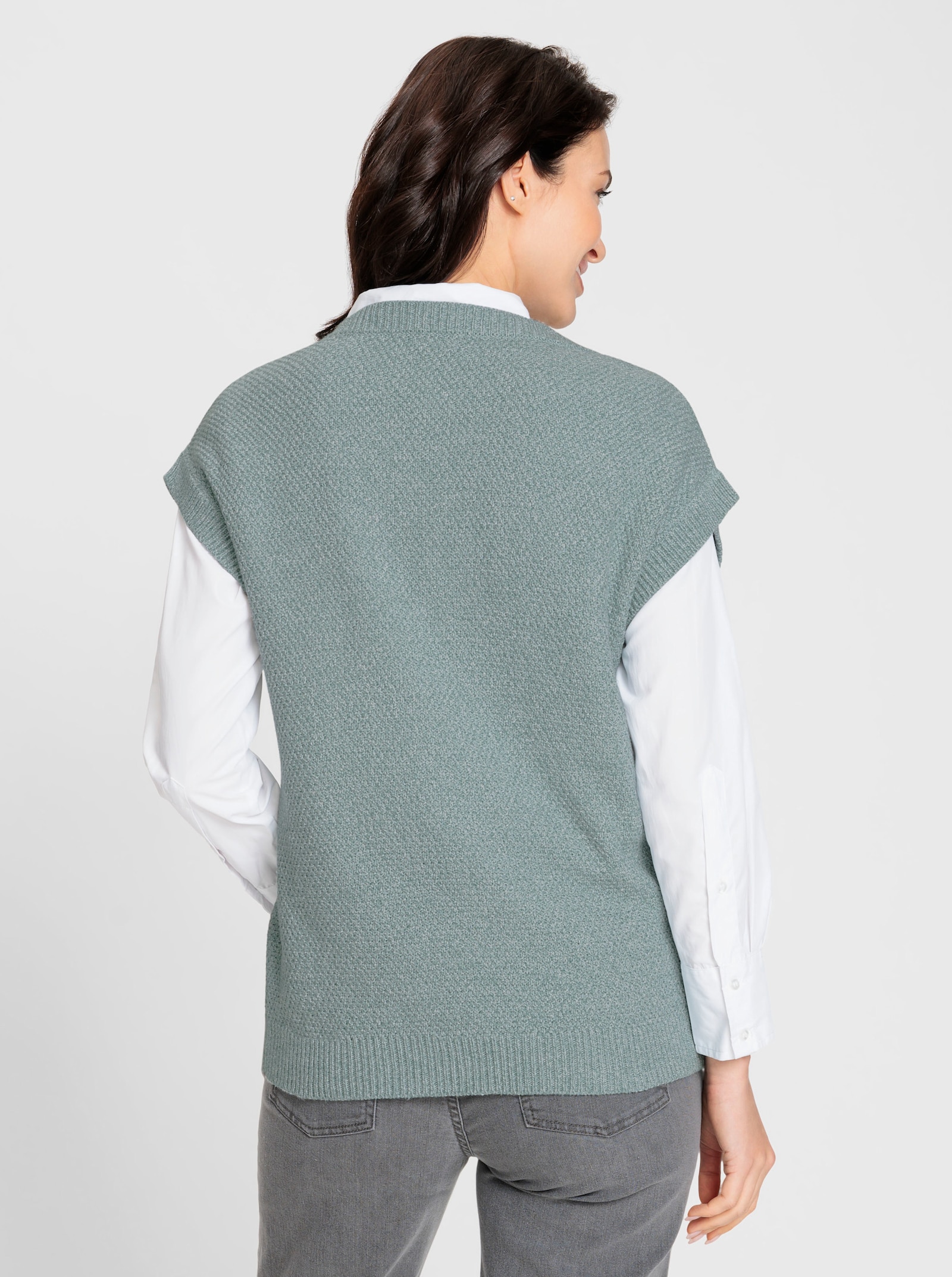 Pullunder in Perlstruktur - jade-meliert