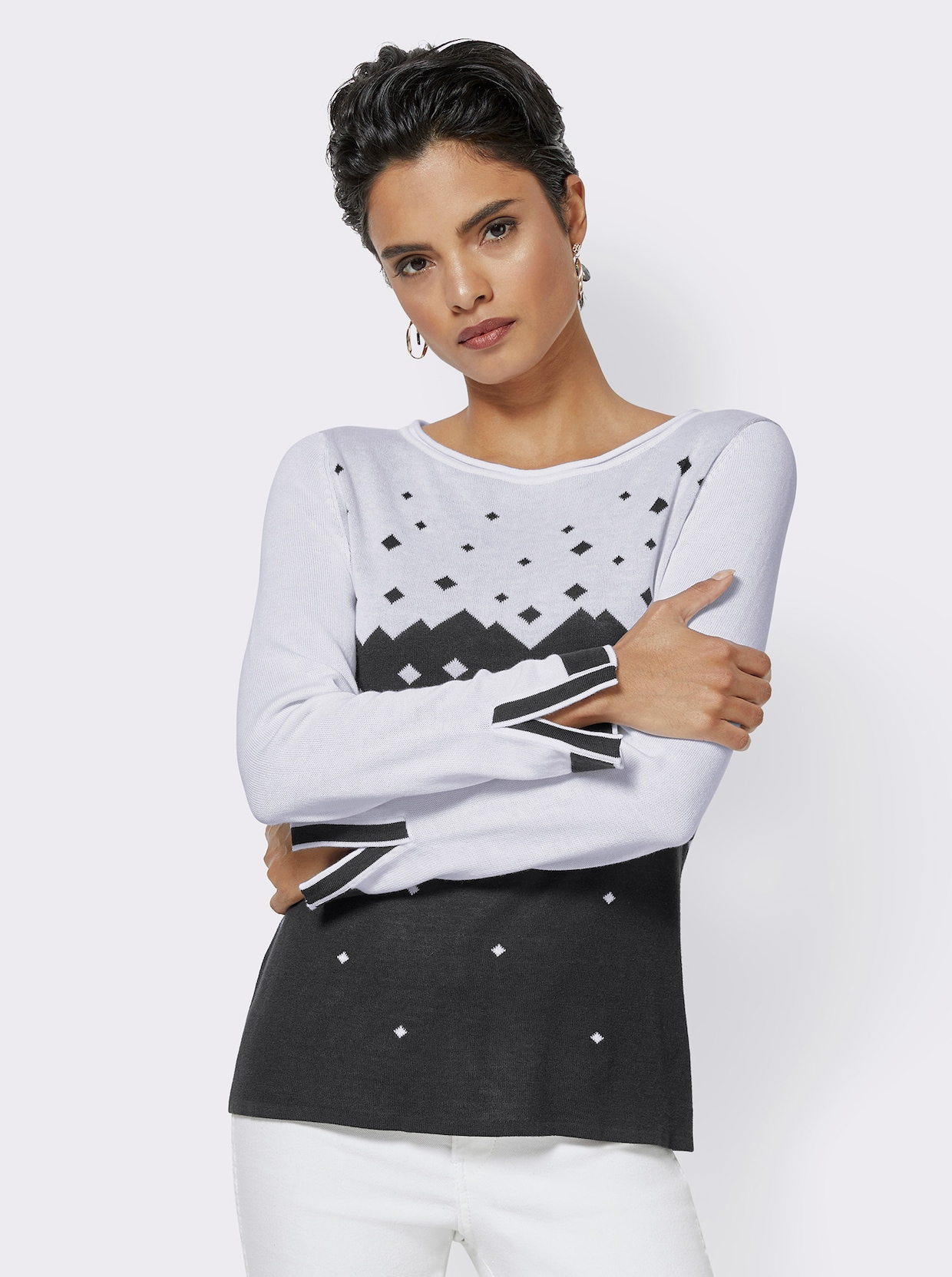 Pull en tricot - noir-blanc