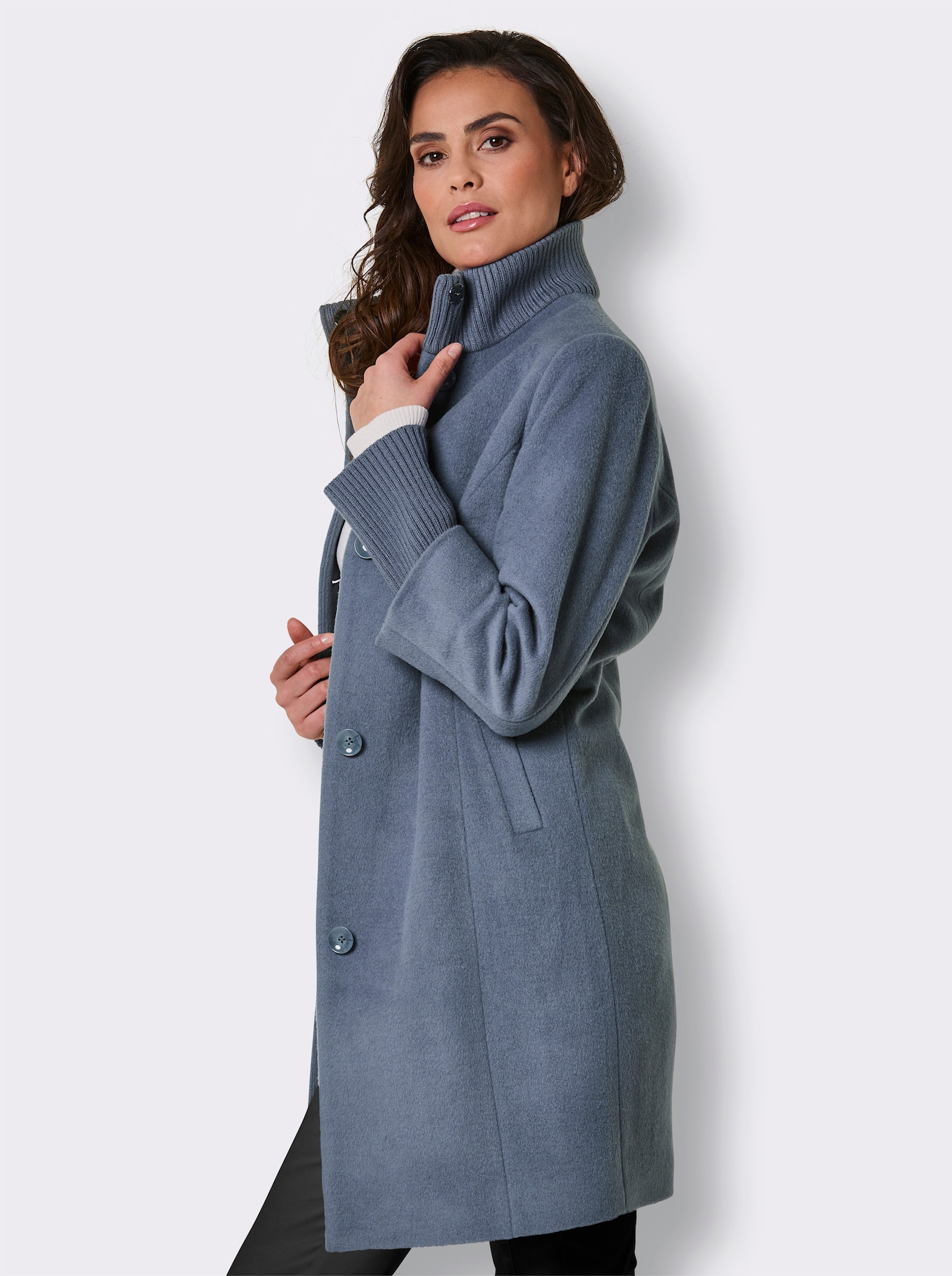 Manisa Wollmantel - taubenblau