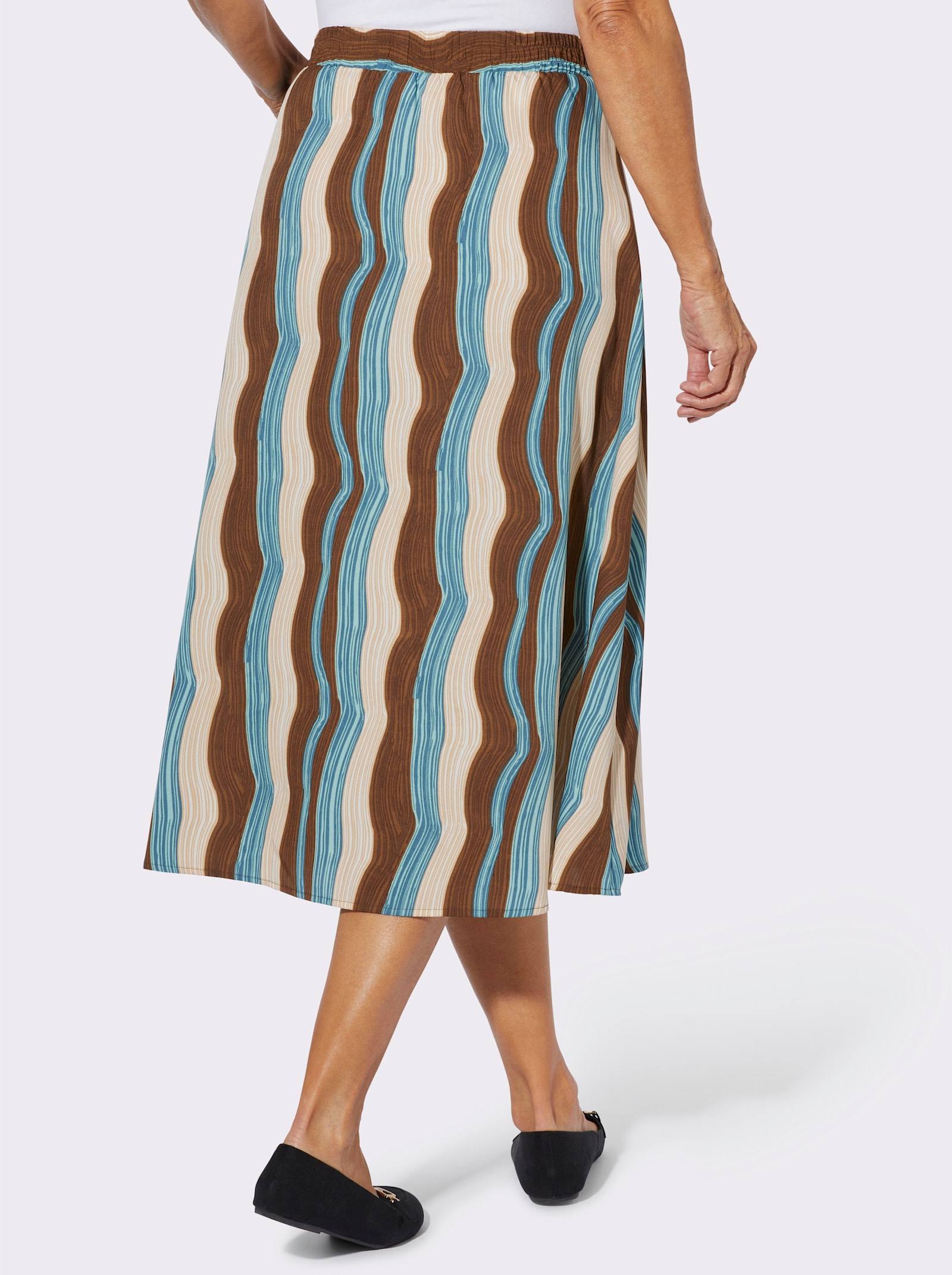A-Linien-Rock im gewellten Dessin - schoko-topas-bedruckt