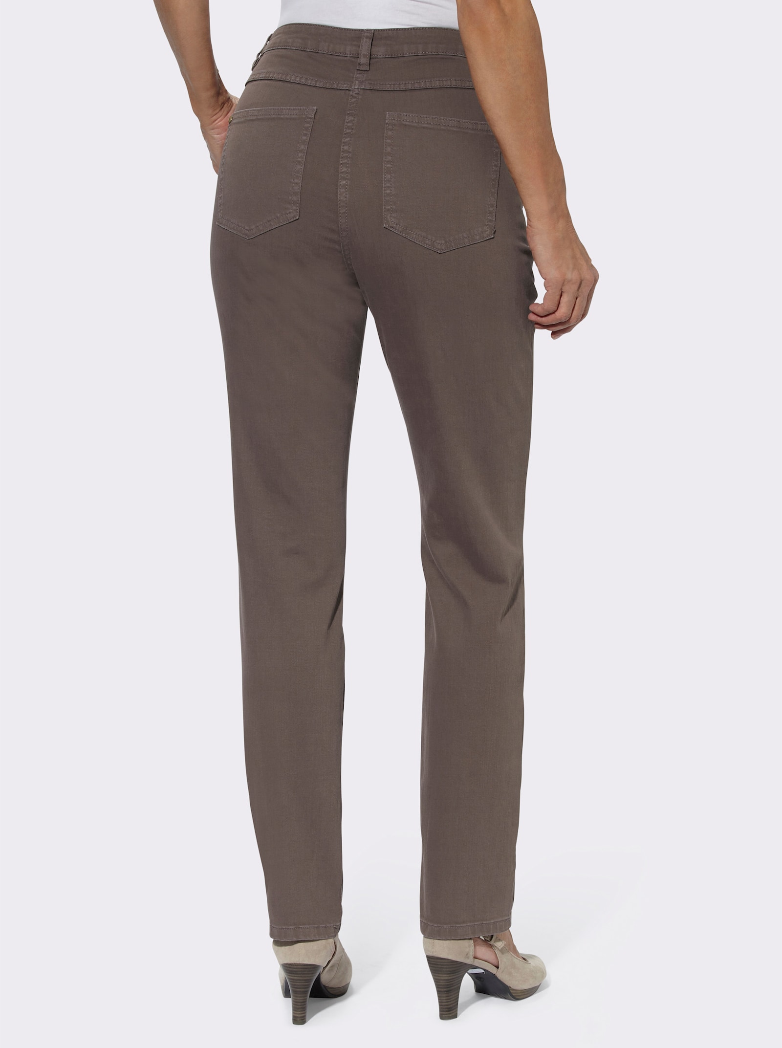 Jeans van twill-stretch - donkertaupe
