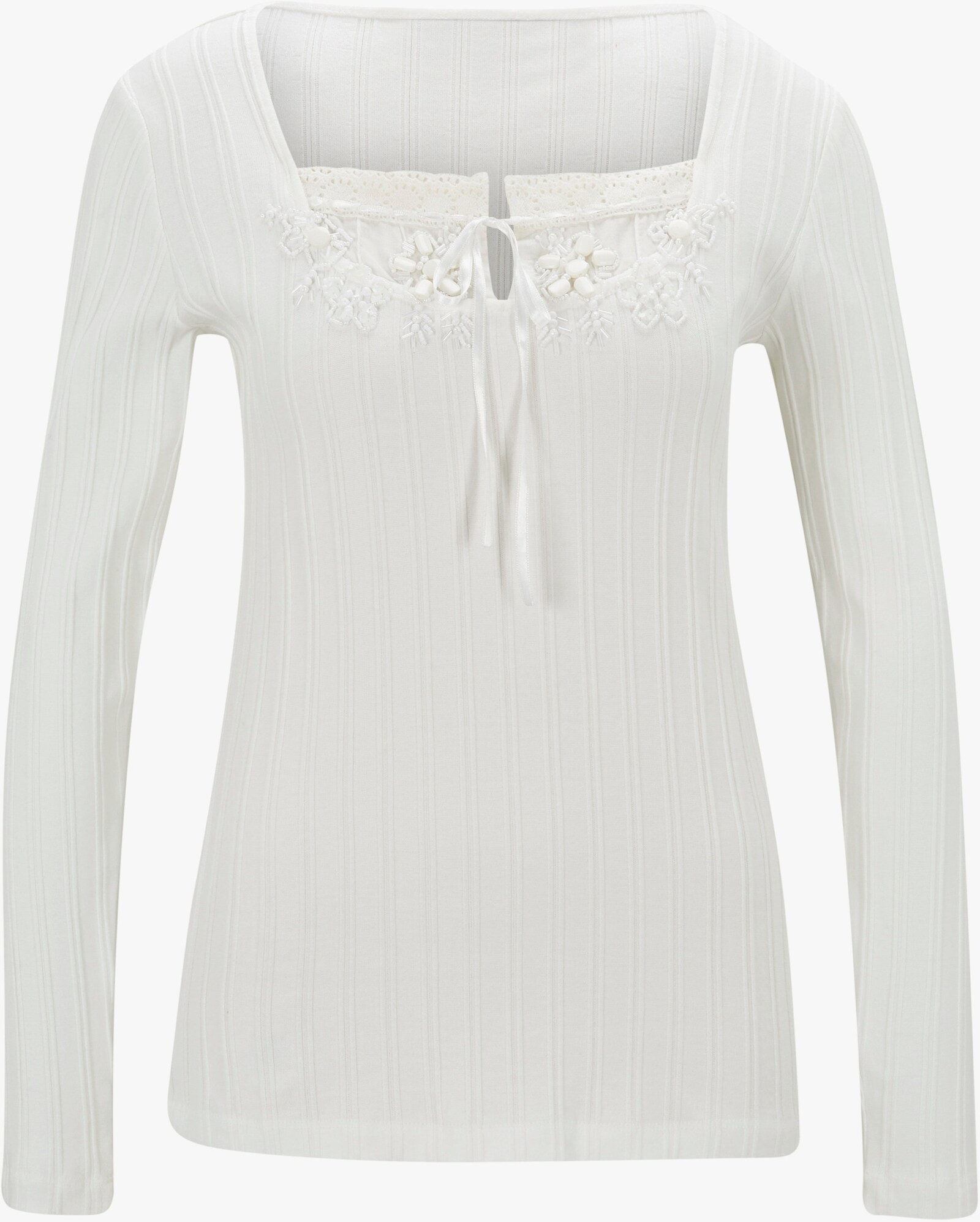 heine T-shirt à manches longues avec empiècement en crochet - écru