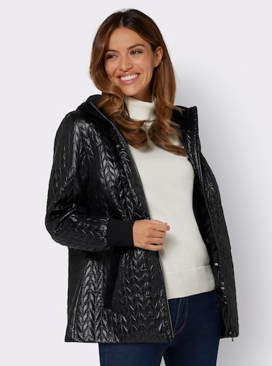 Steppjacke mit Details aus Samt - schwarz