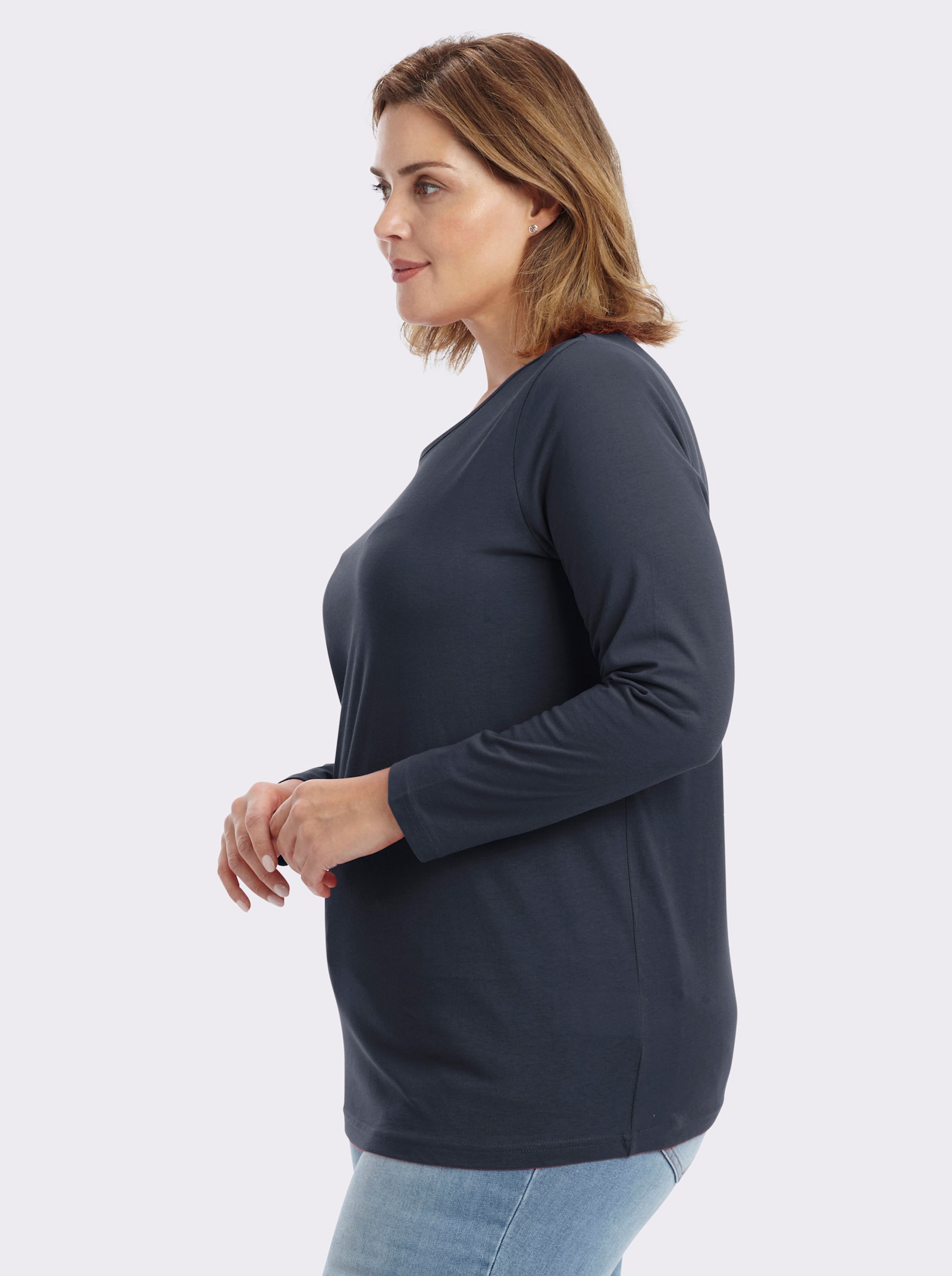 Langarmshirt in weiter Form - marine