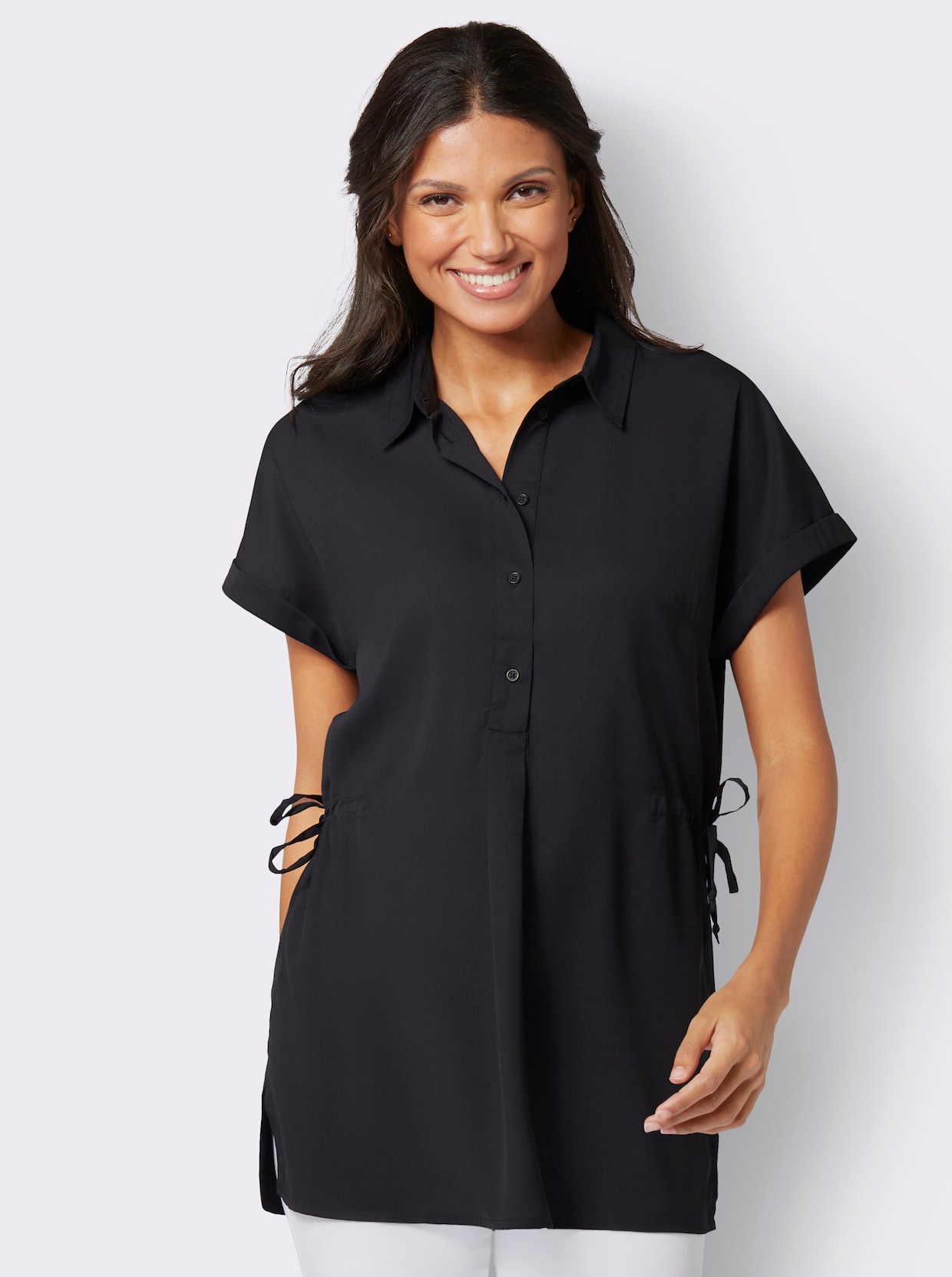 Longline blouse - zwart