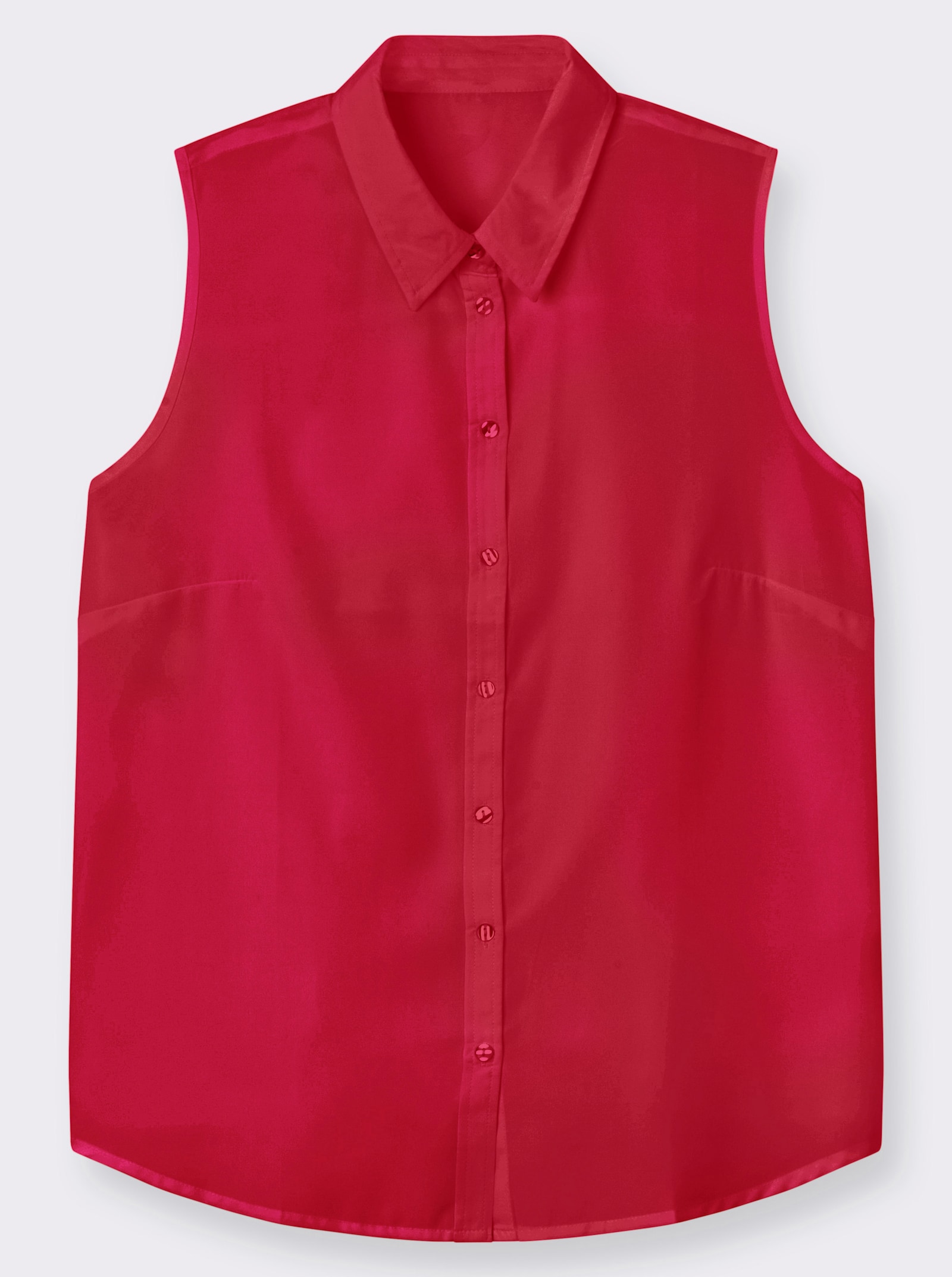 Ärmellose Bluse mit Hemdkragen - rot