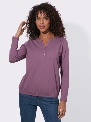 Langarmshirt mit elastischem Saum - violett