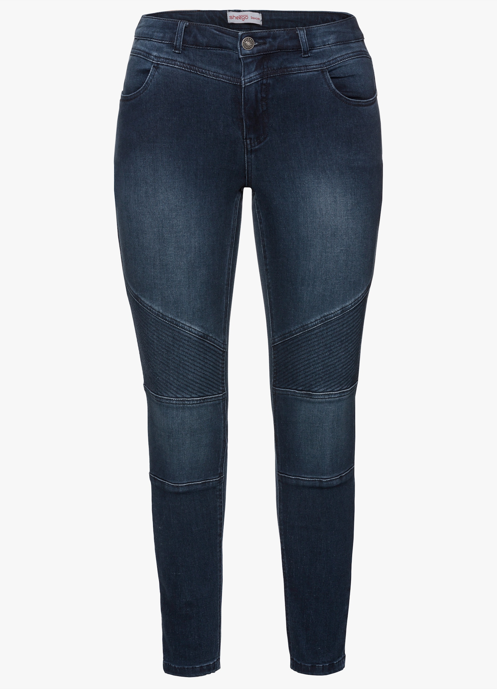 sheego Skinny jeans in bikerlook - dark blue denim
