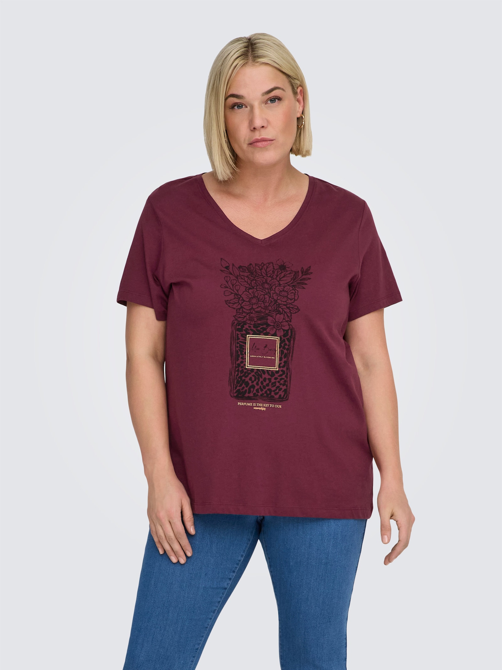 ONLY CARMAKOMA Kurzarmshirt - zinfandel print:perffume