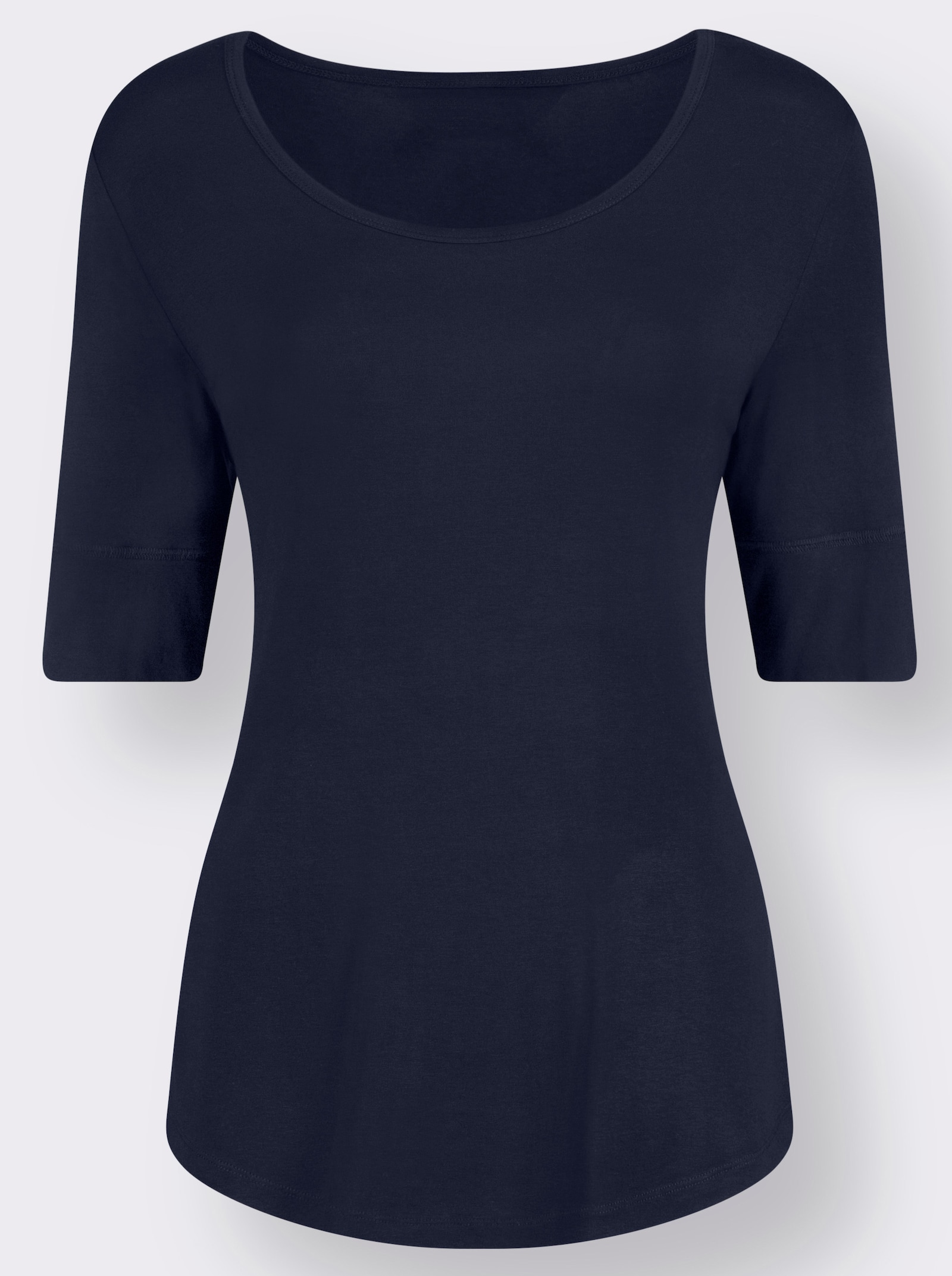 T-Shirt mit zweilagigem Ärmelbündchen - marine