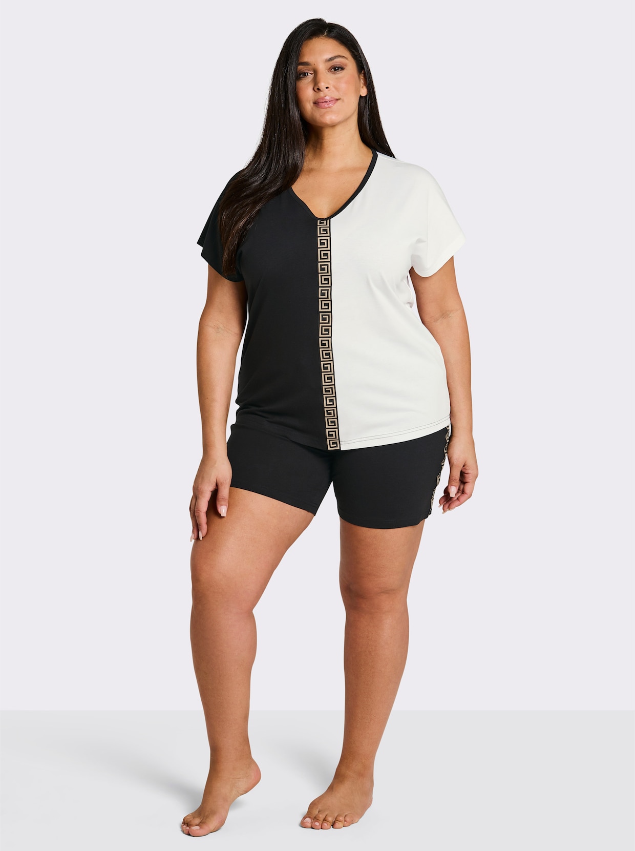 wäschepur Pyjama court au motif « color block » - écru-noir