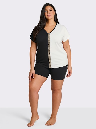 wäschepur Shorty im Colourblocking-Dessin - ecru-schwarz