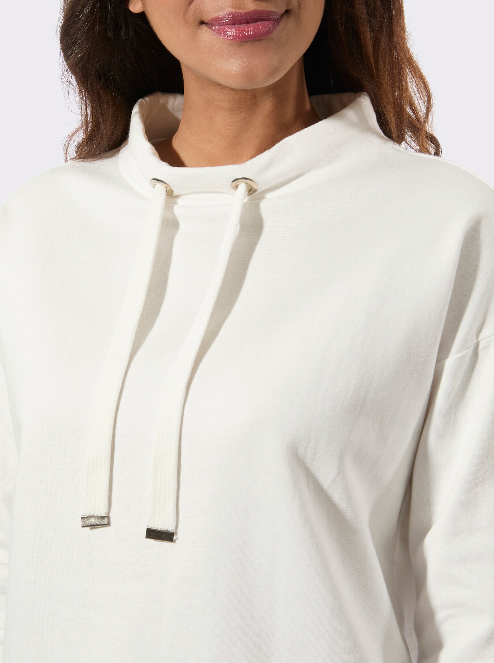 Sweatshirt mit überschnittenen Schultern - ecru