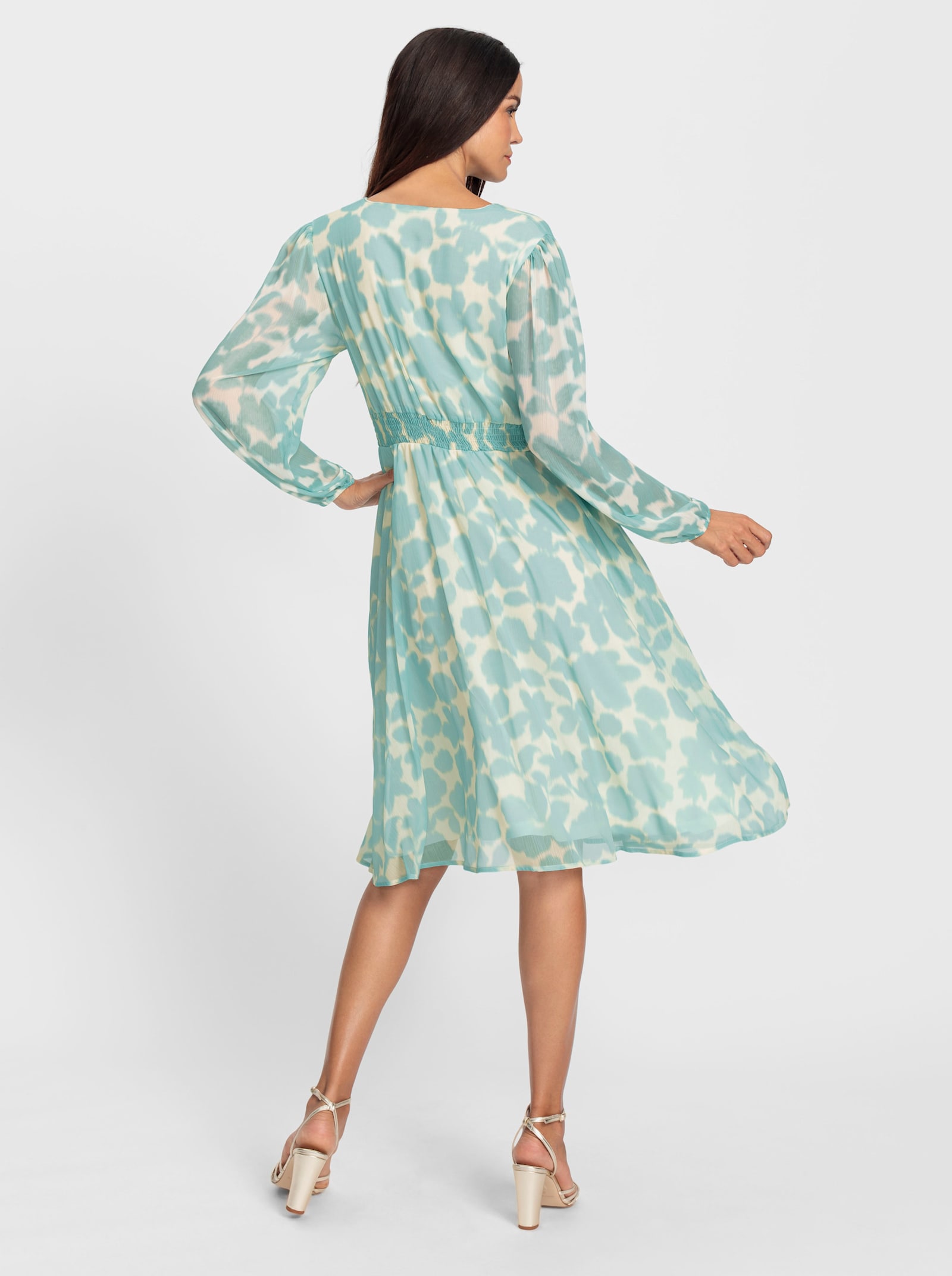 heine Druckkleid in Chiffon-Qualität, geblümt - champagner-mint-bedruckt