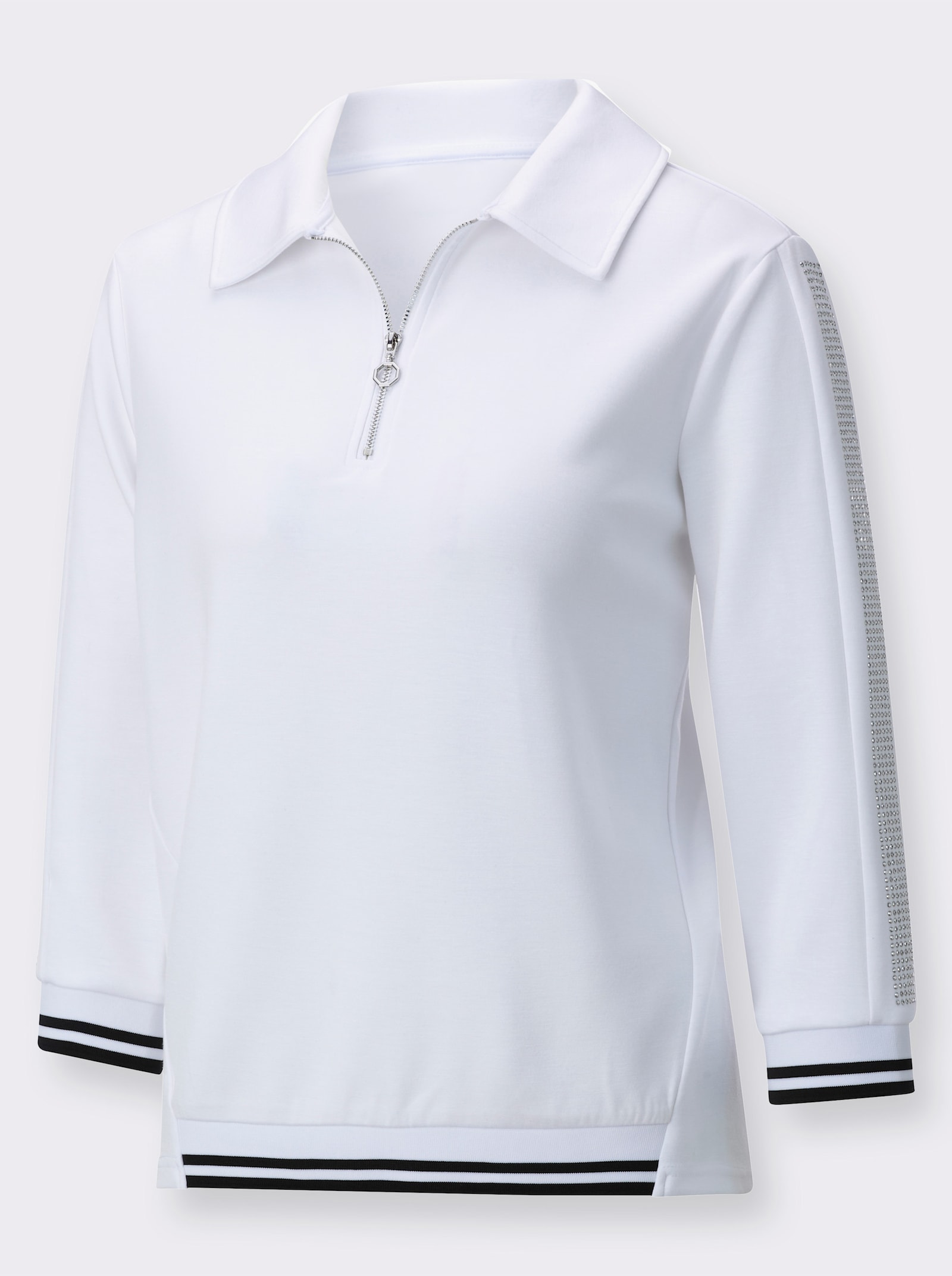 Poloshirt met lange mouwen en modal (TENCEL) - wit