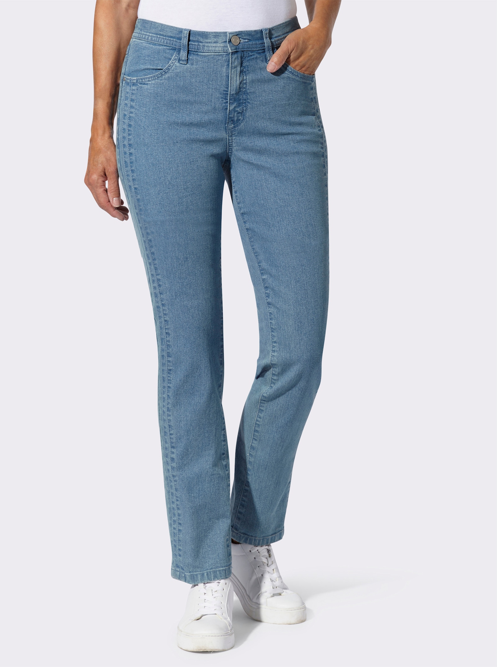 Džíny s boční vsadkou - bělená modrá