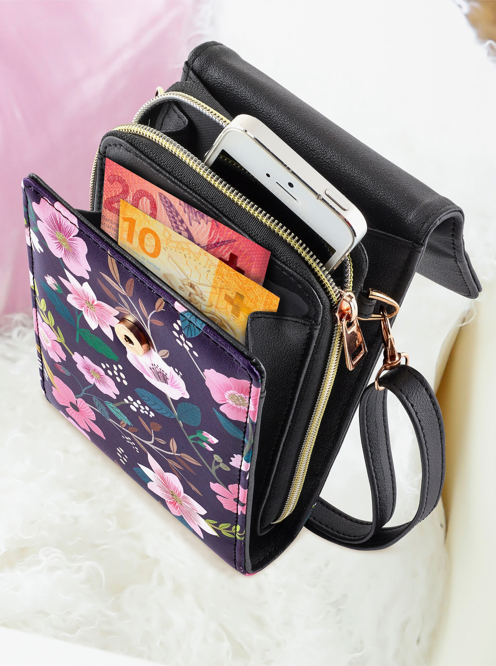 Handtasche - schwarz-gemustert