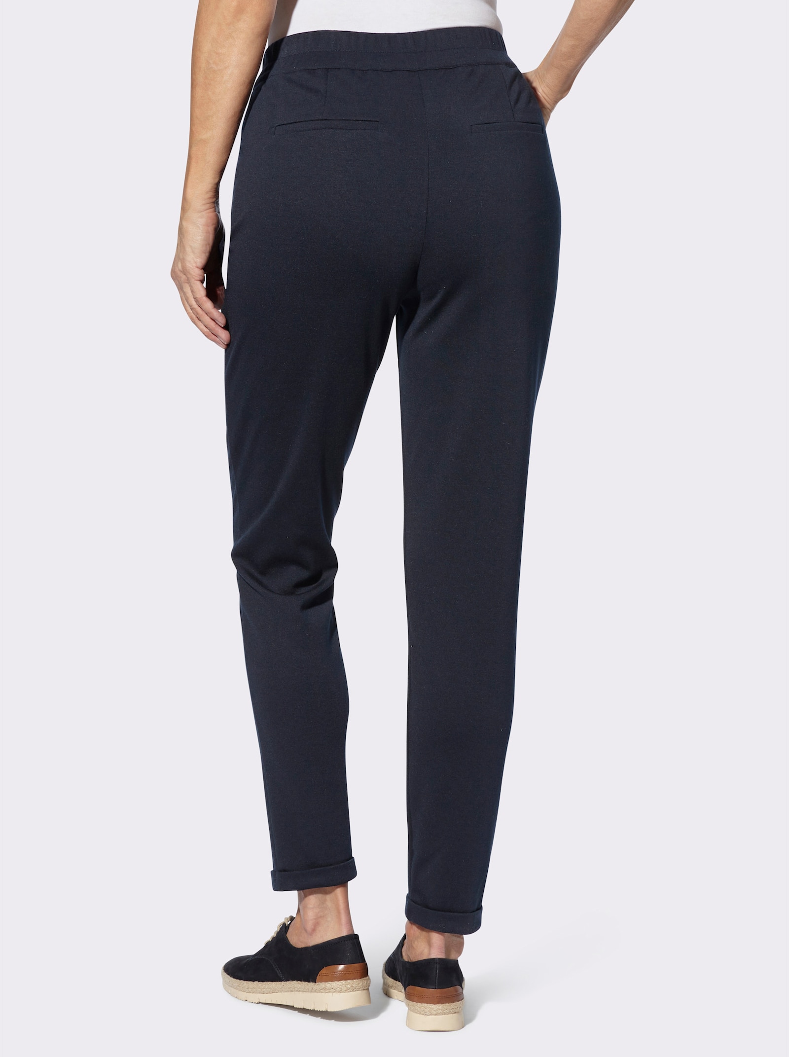 Jerseybroek met omslag - marine