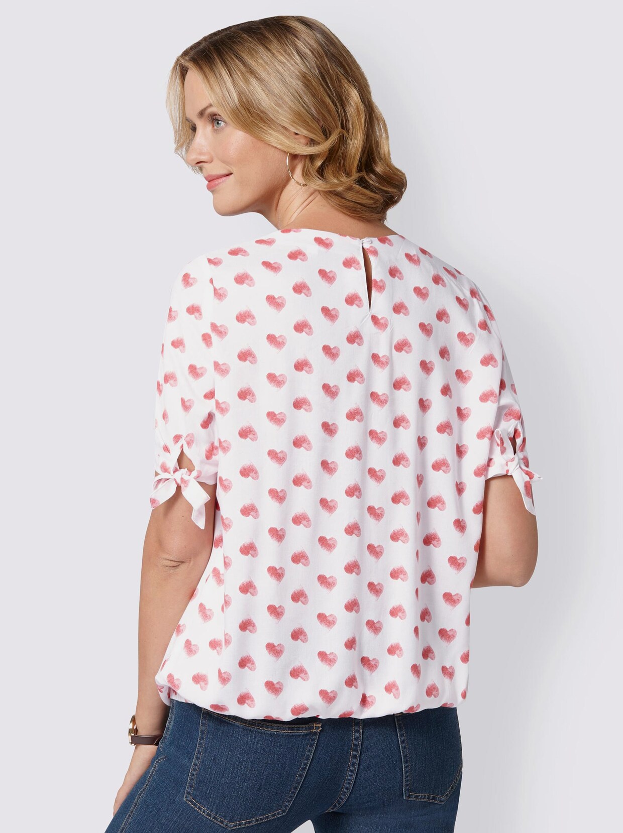 Comfortabele blouse - wit/koraal
