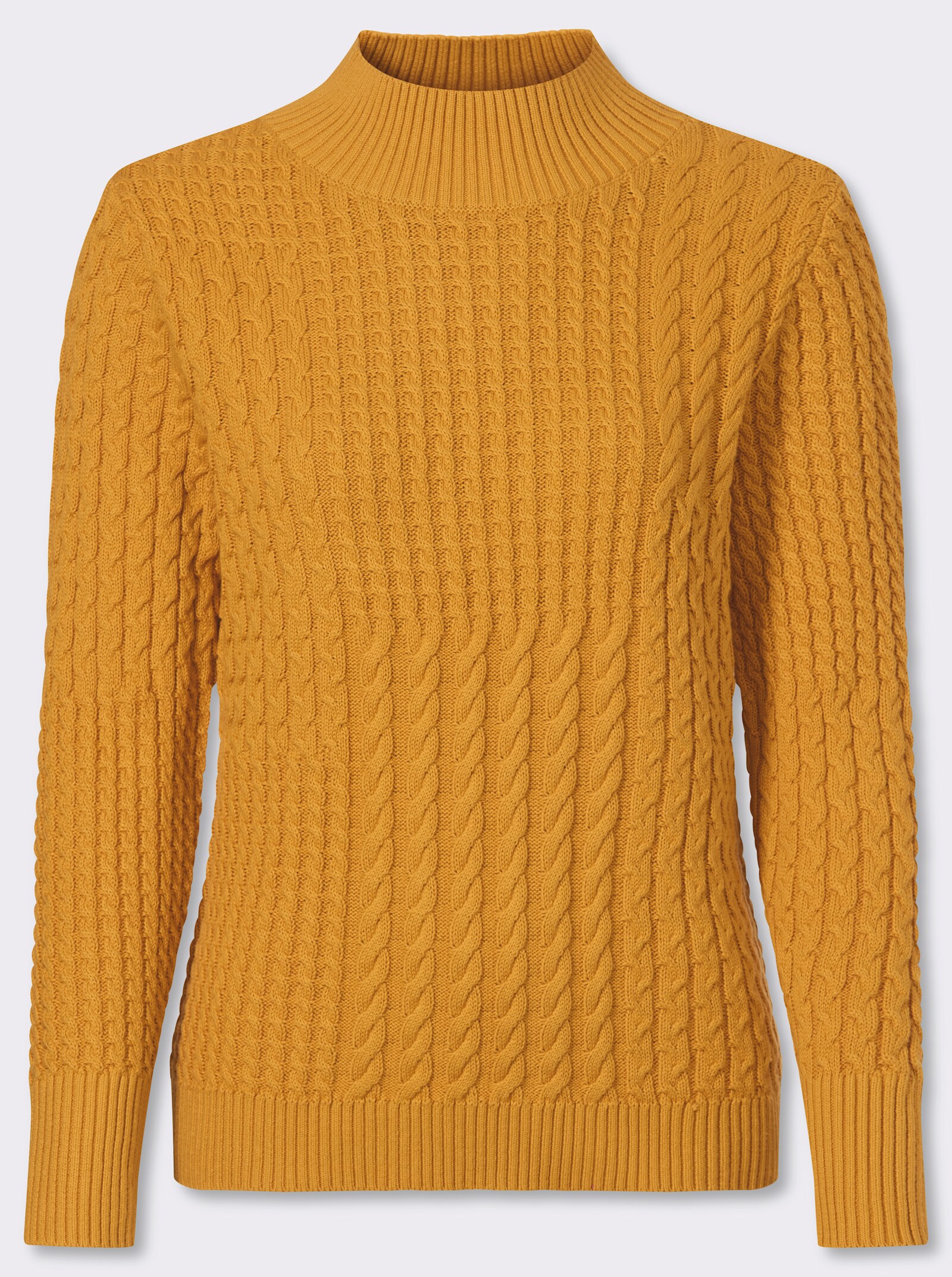 Pullover met opstaande kraag in patchworklook - oker