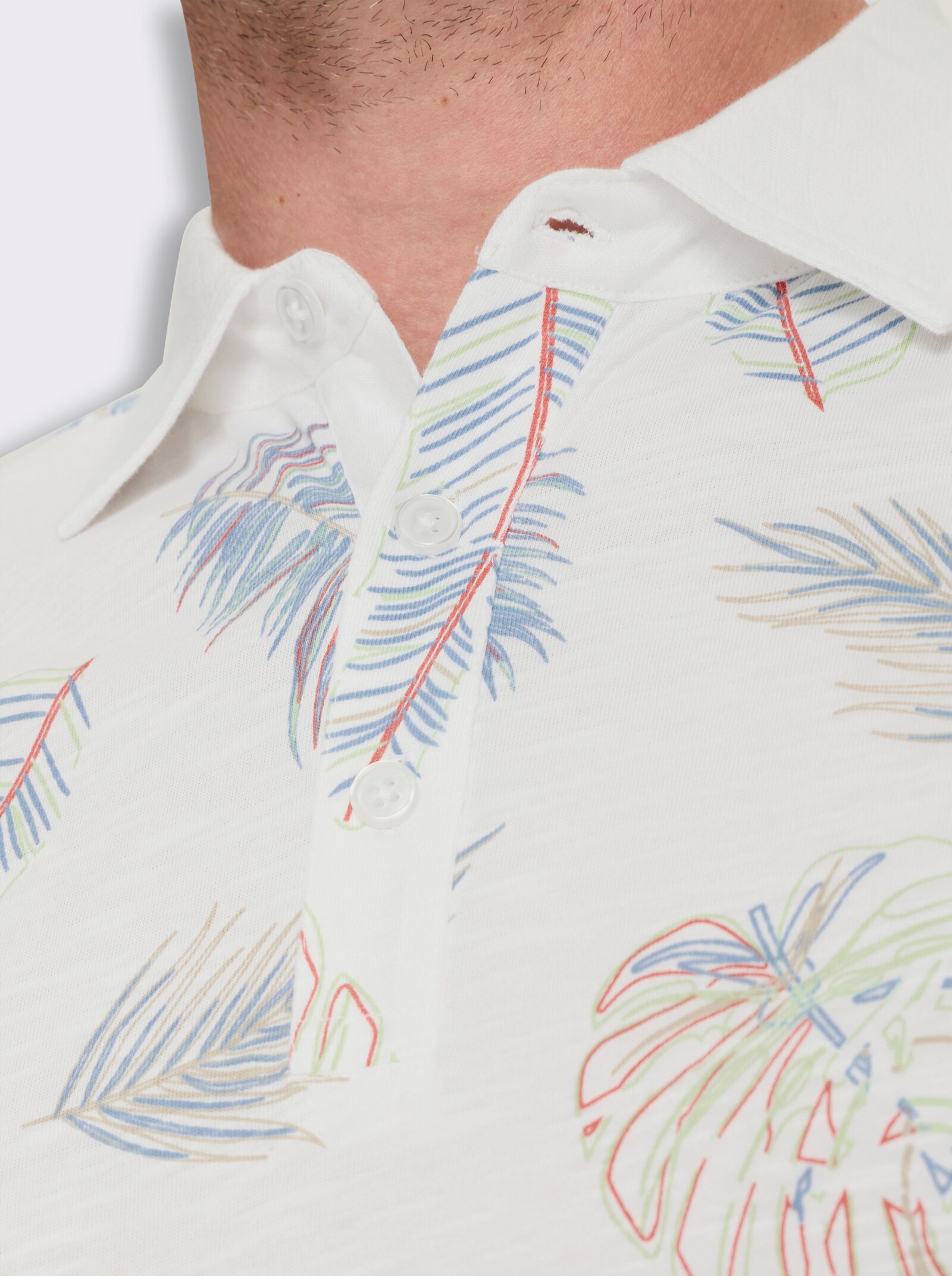 Marco Donati Kurzarmshirt mit exotischem Dessin - weiß-bedruckt
