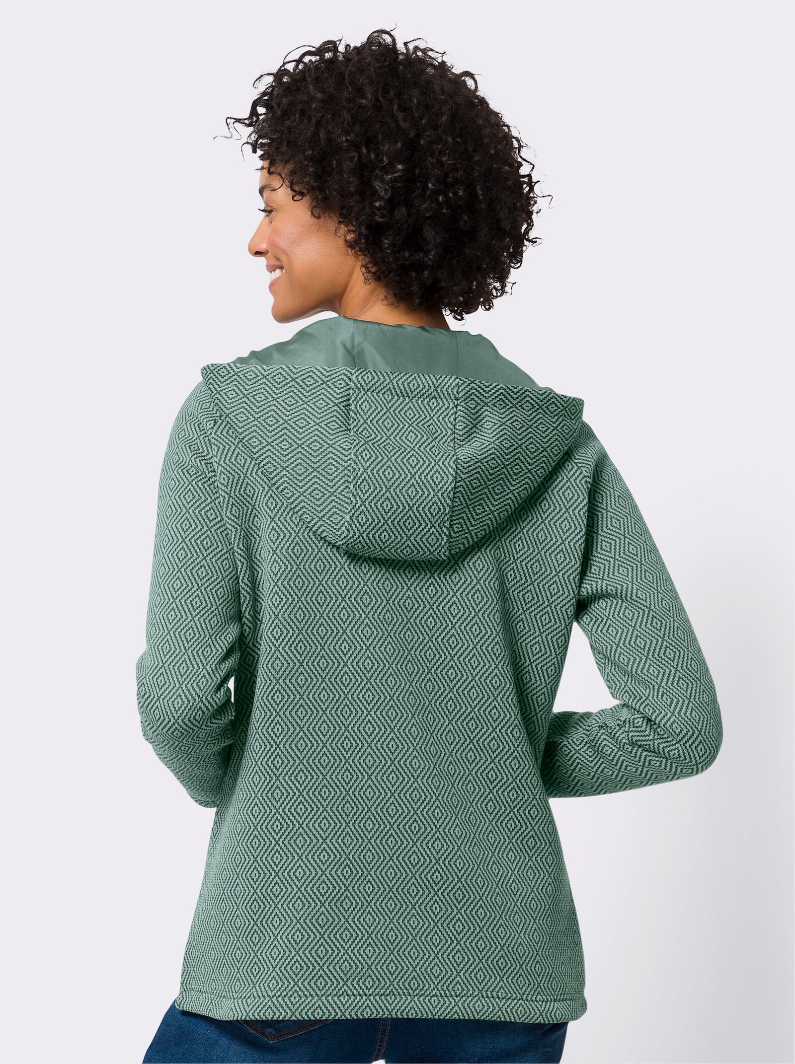 Gebreid fleecejack met stiksels - kalkmint/jade gedessineerd