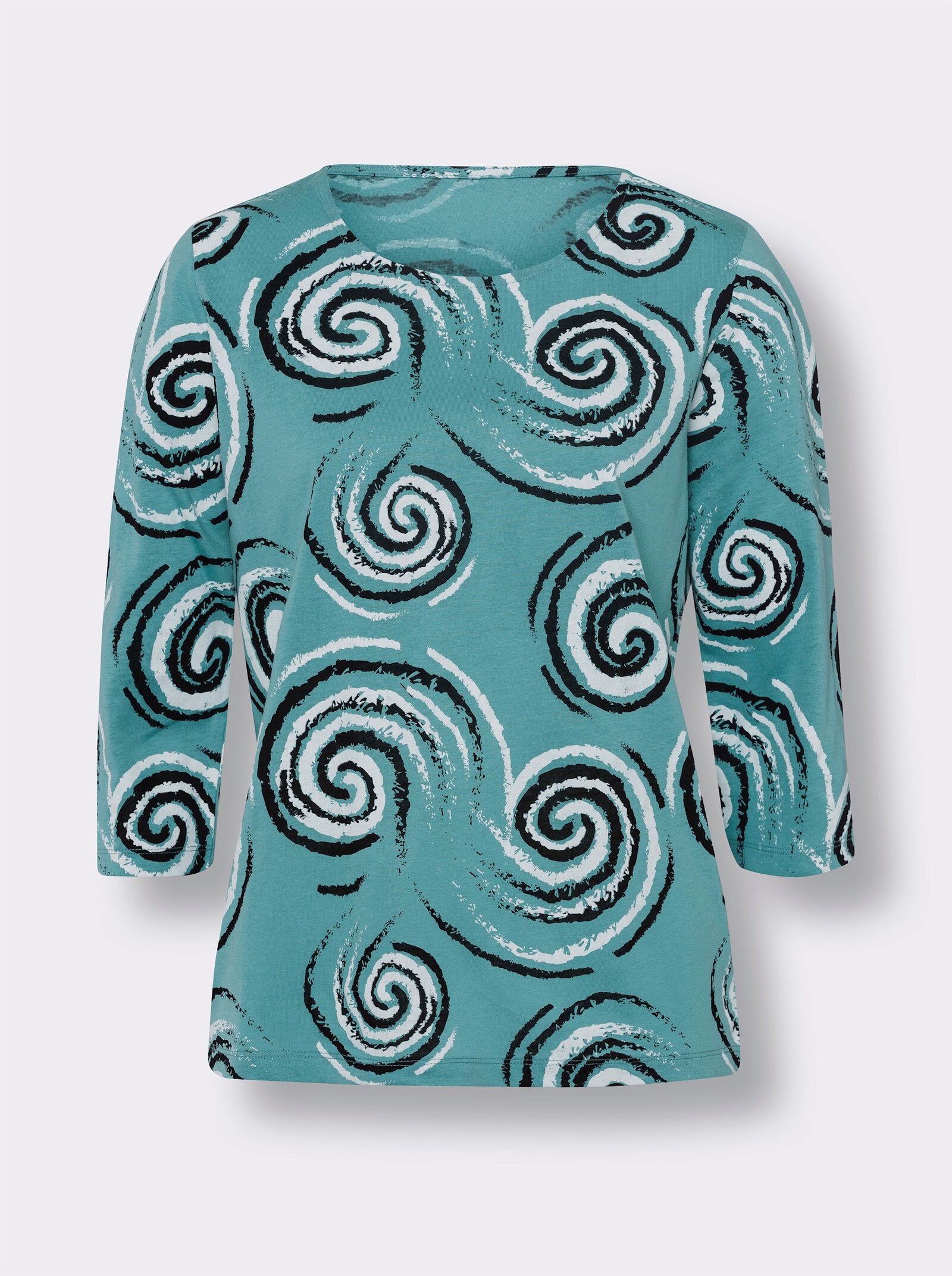 3/4-Arm-Shirt in Baumwoll-Qualität - ozean-schwarz-bedruckt