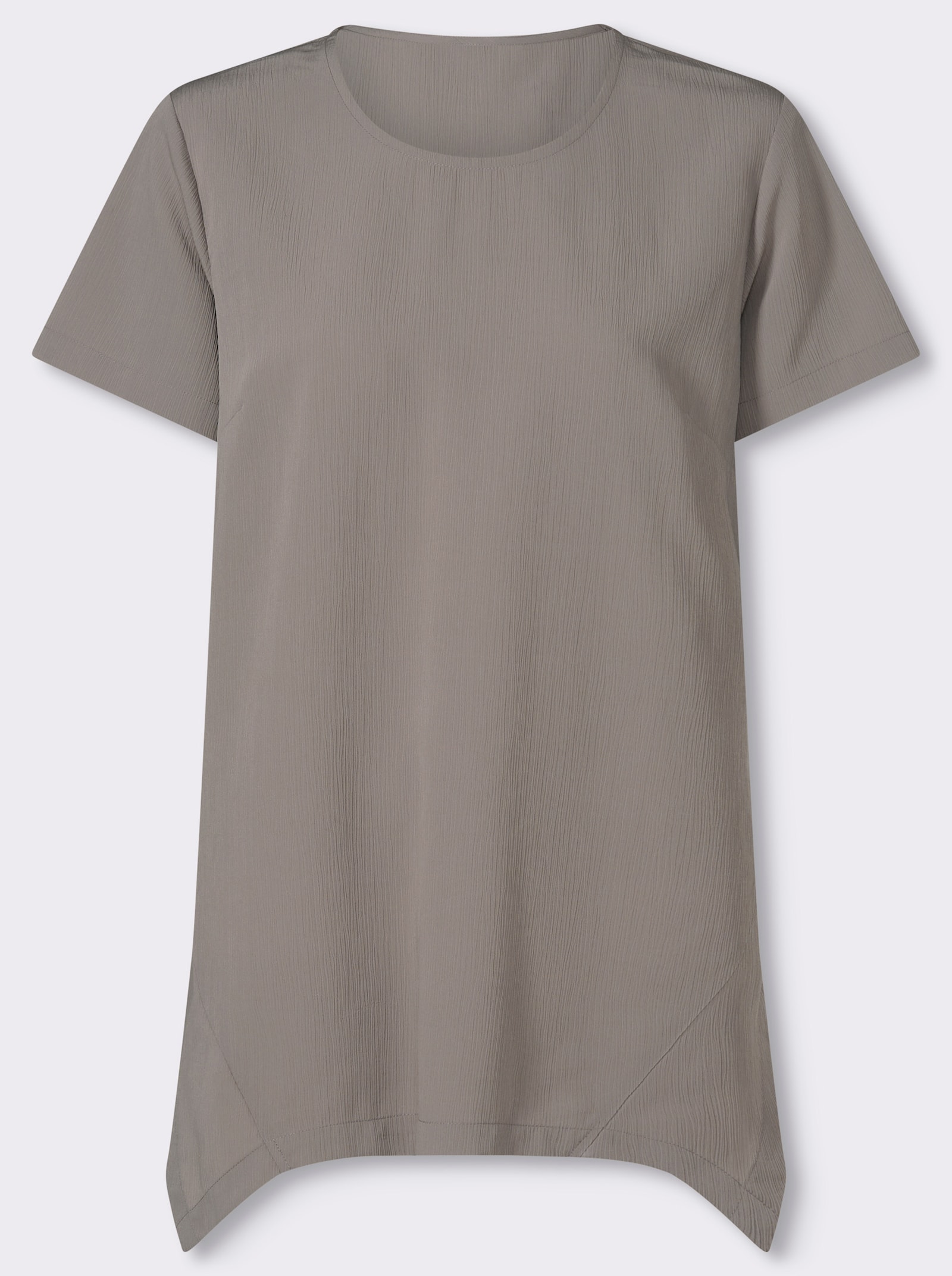 Longbluse mit Zipfelsaum, pflegeleicht - taupe