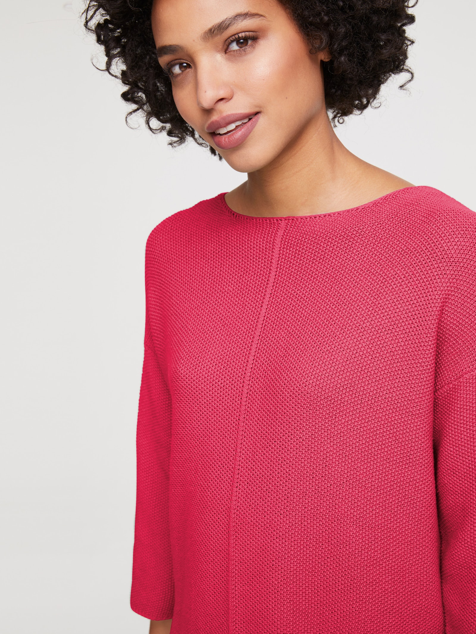 heine Gebreide pullover met effecttricot - framboos