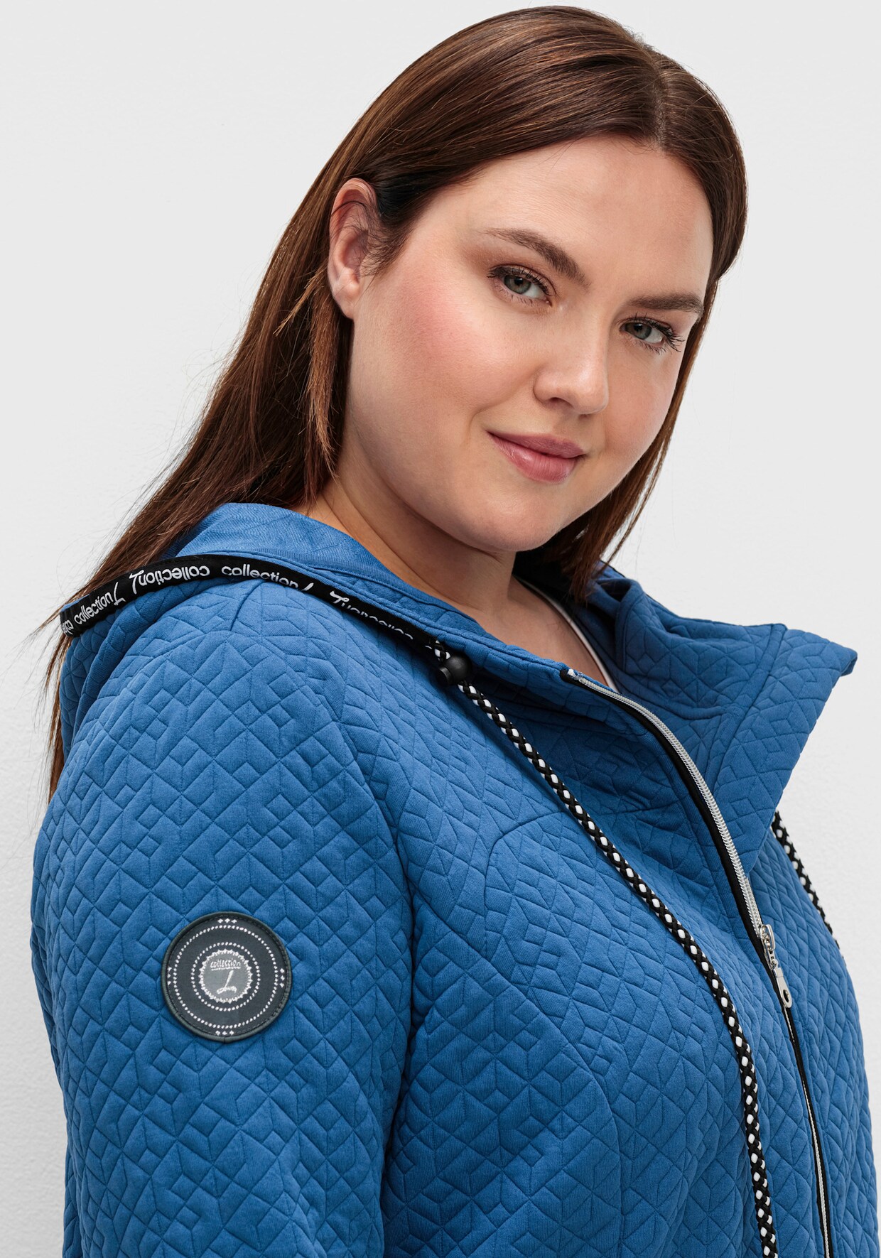Shirtjacke in strukturierter Qualität, kontrastfarbene Details - jeansblau