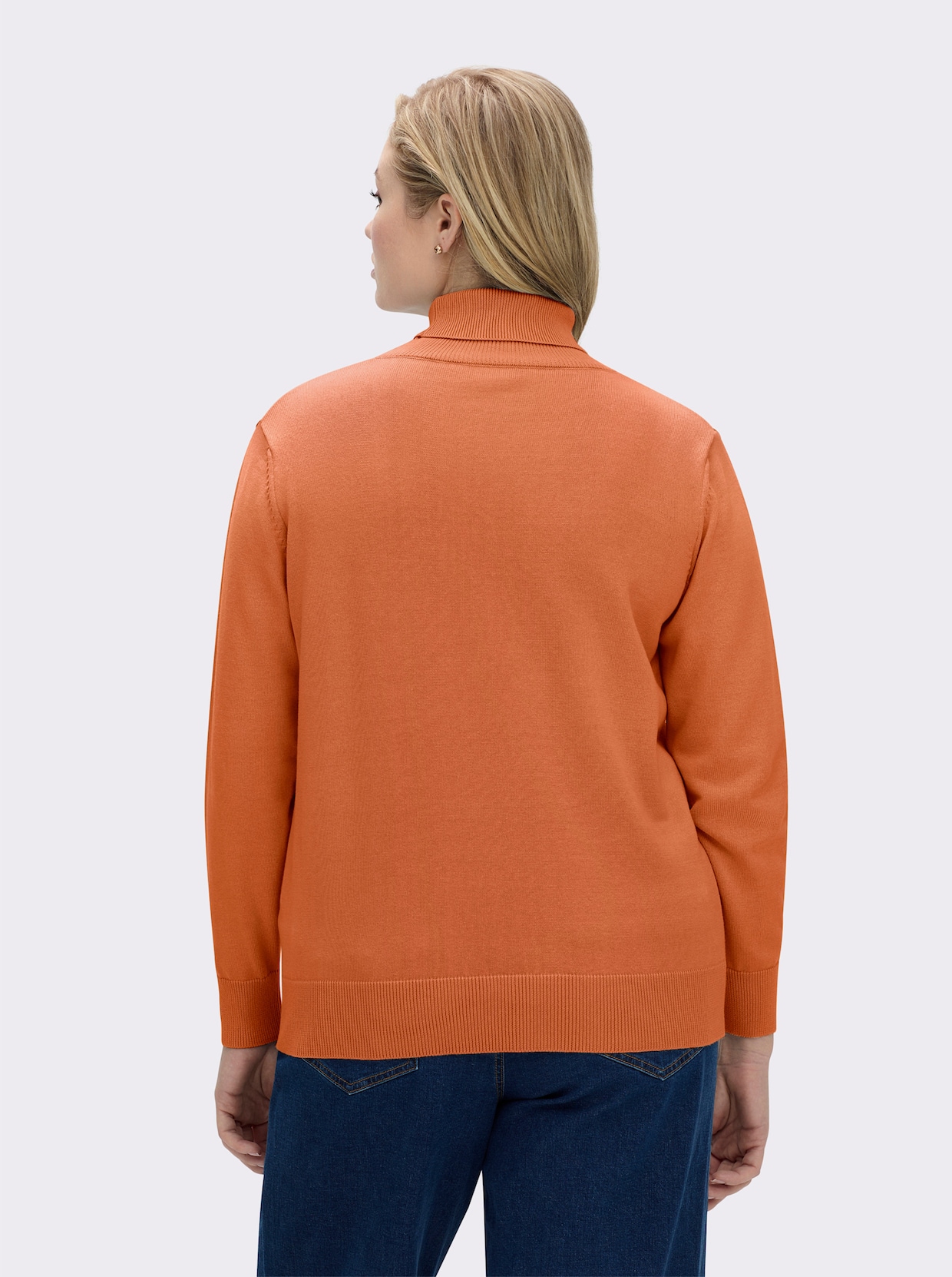 Rollkragenpullover aus reiner Baumwolle - terrakotta