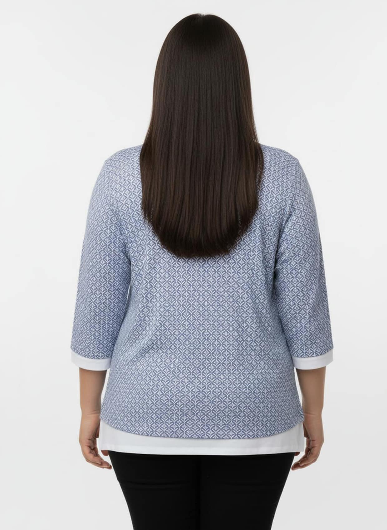 Schlupfbluse mit Minimal-Muster, Viskose - bleu-gemustert