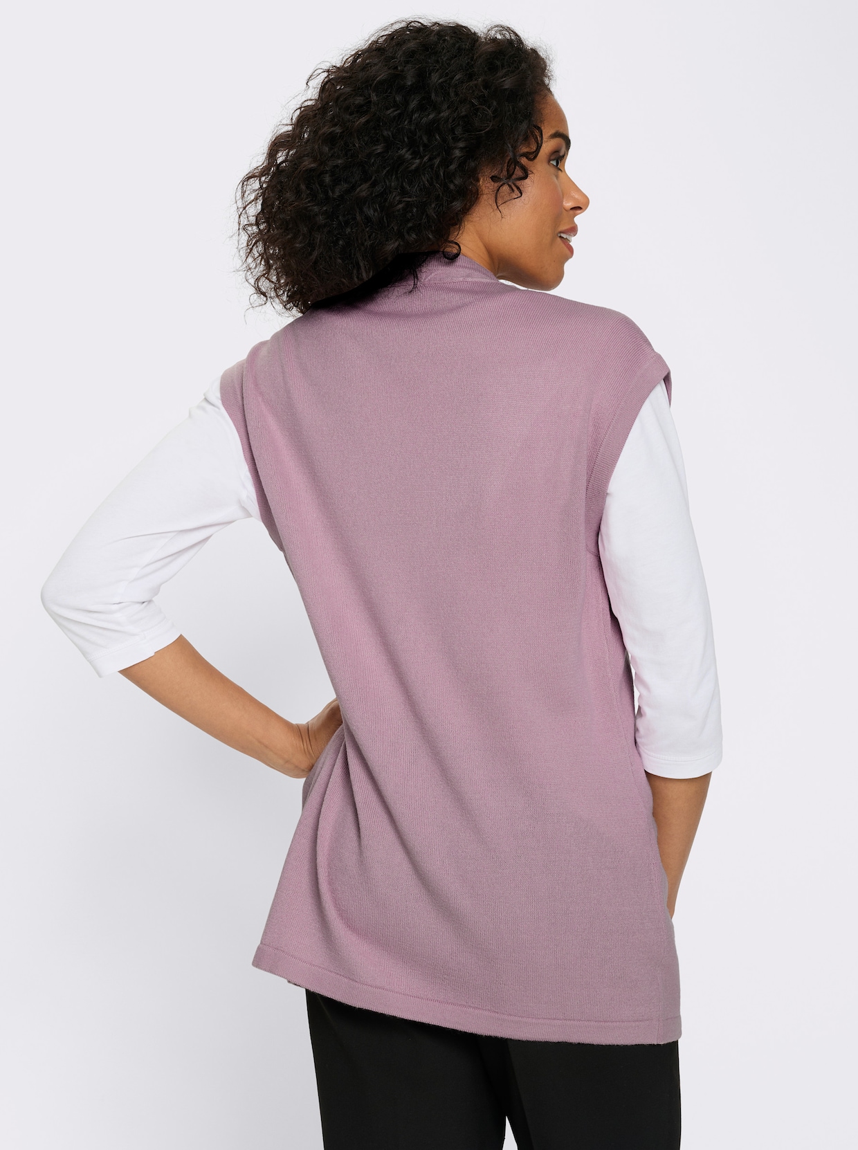 Strickweste in Longform - mauve