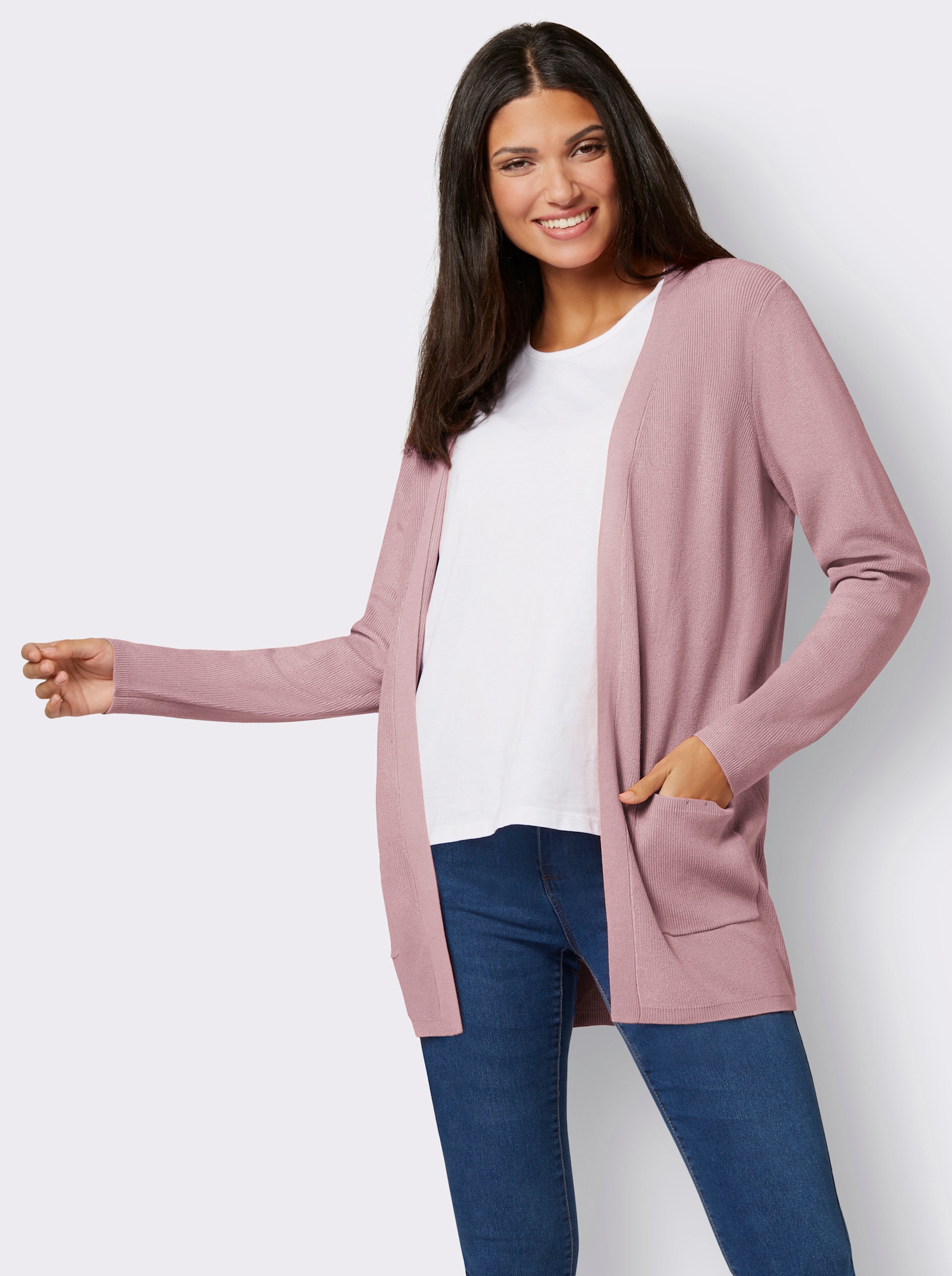 Longstrickjacke in Viskose-Qualität - hortensie