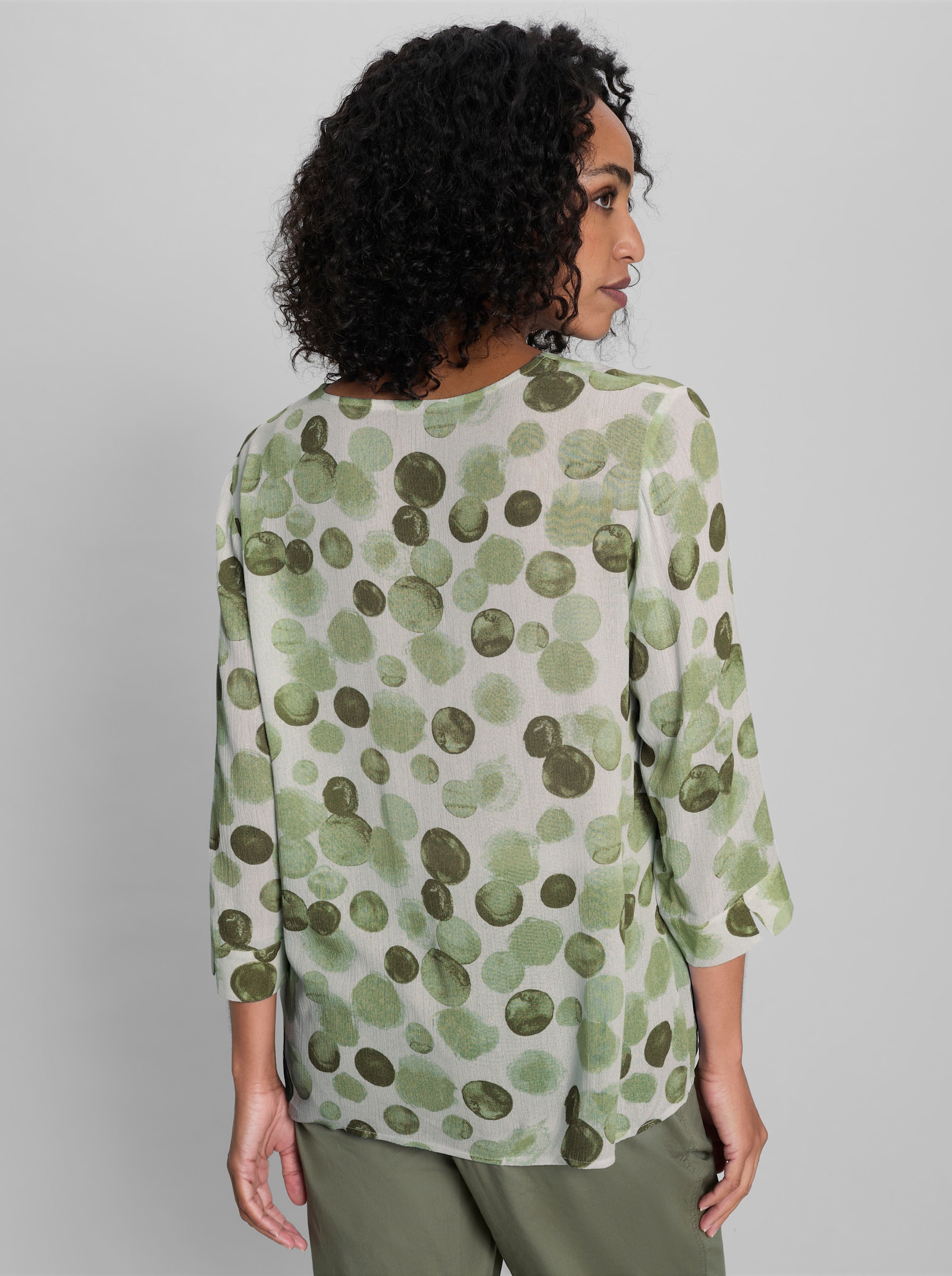 heine Druckbluse mit Tupfenmuster - ecru-khaki-bedruckt