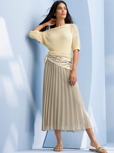 heine 2-in-1-Pullover in Ajour-Strick - vanille-ecru